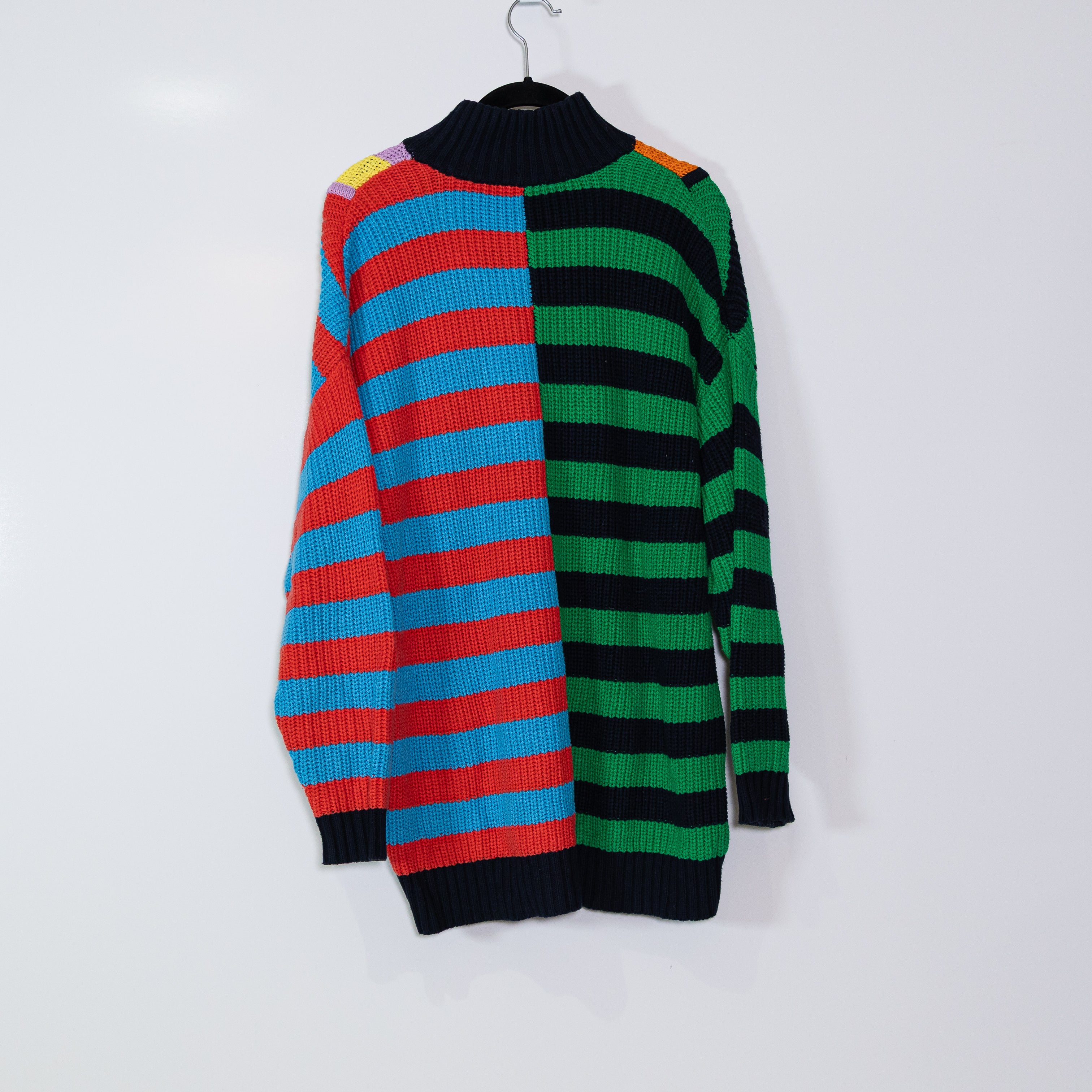 Staud Hampton Cotton Blend Quarter Knit Pullover Cabana Stripe Print Sweater XS
