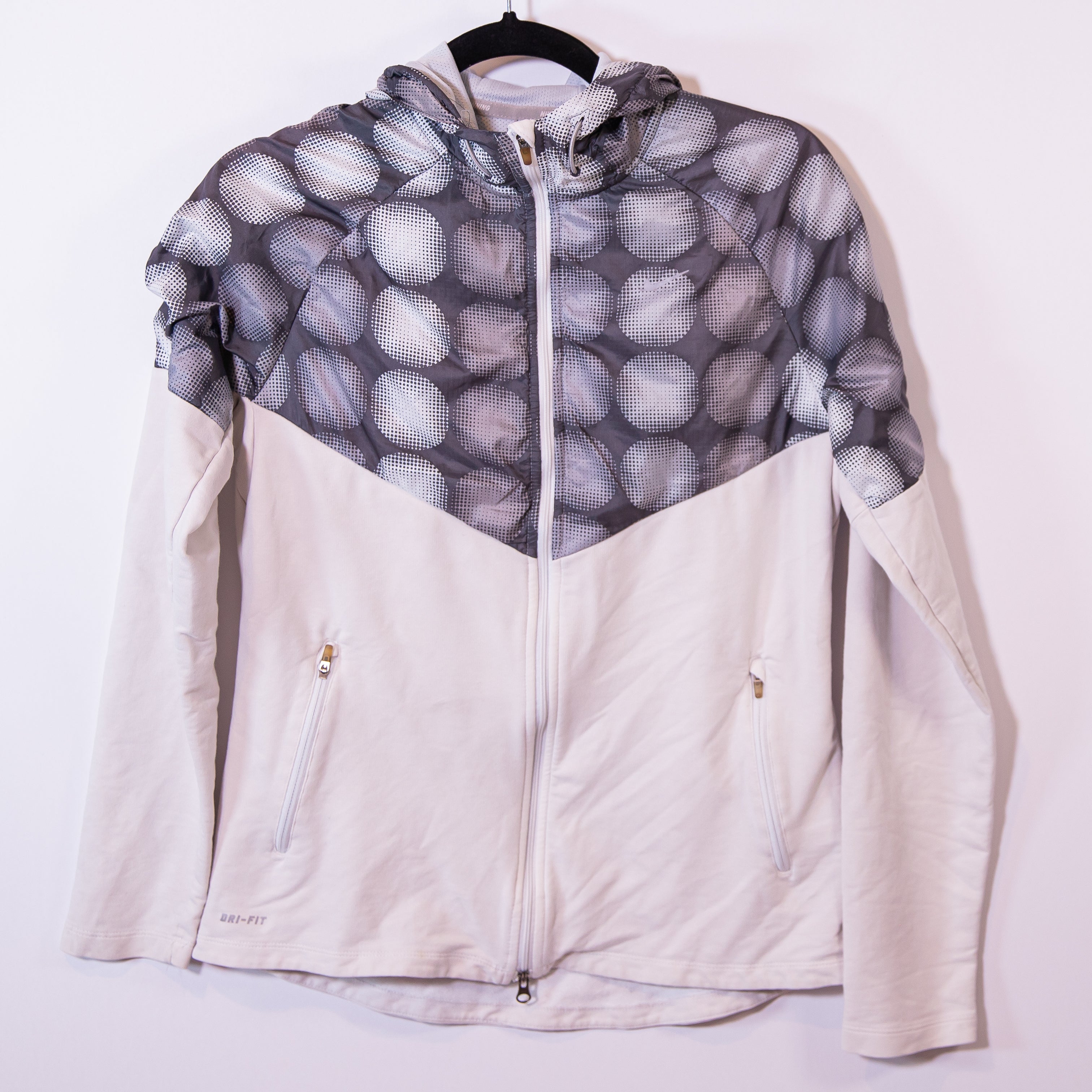 Nike Women's Dri-Fit Running Athletic Work Out Full Zip Hooded Track Jacket Gray