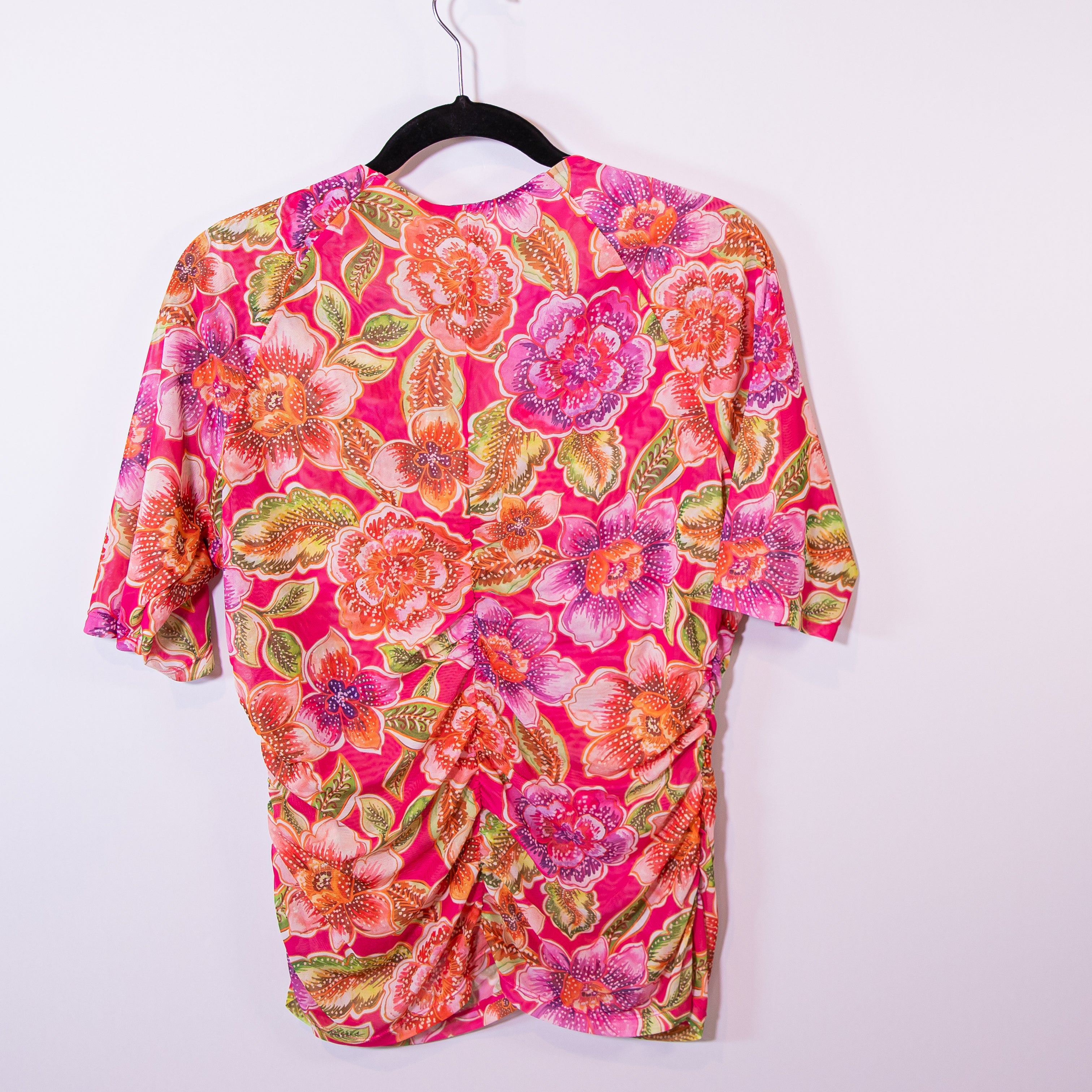 NEW Johnny Was Jade Corbetta Relaxed Smocked Ruched Multi Color Blouse Shirt L