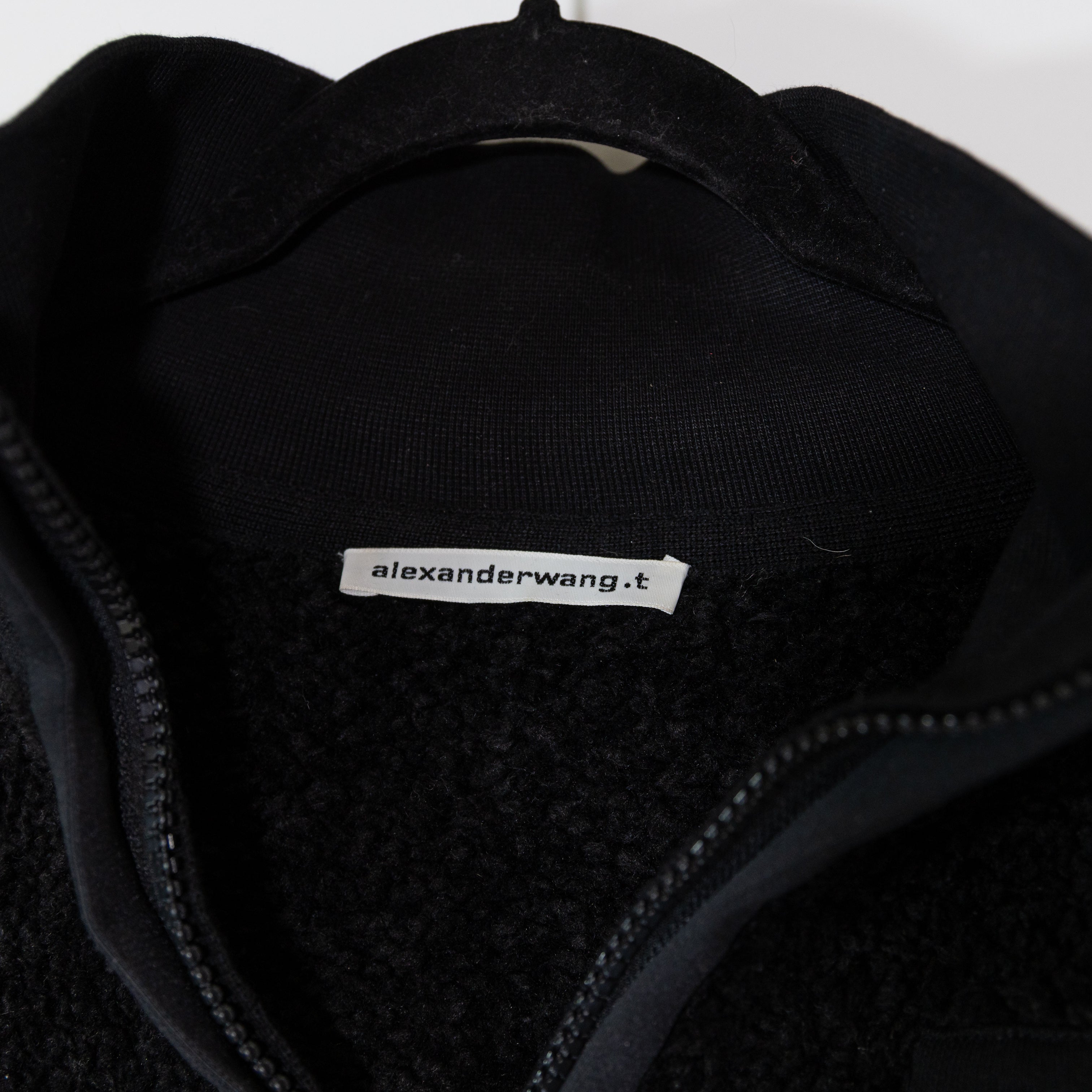 Alexander Wang Women's Teddy Shearling Fuzzy Quarter Zip Pullover Sweater Black