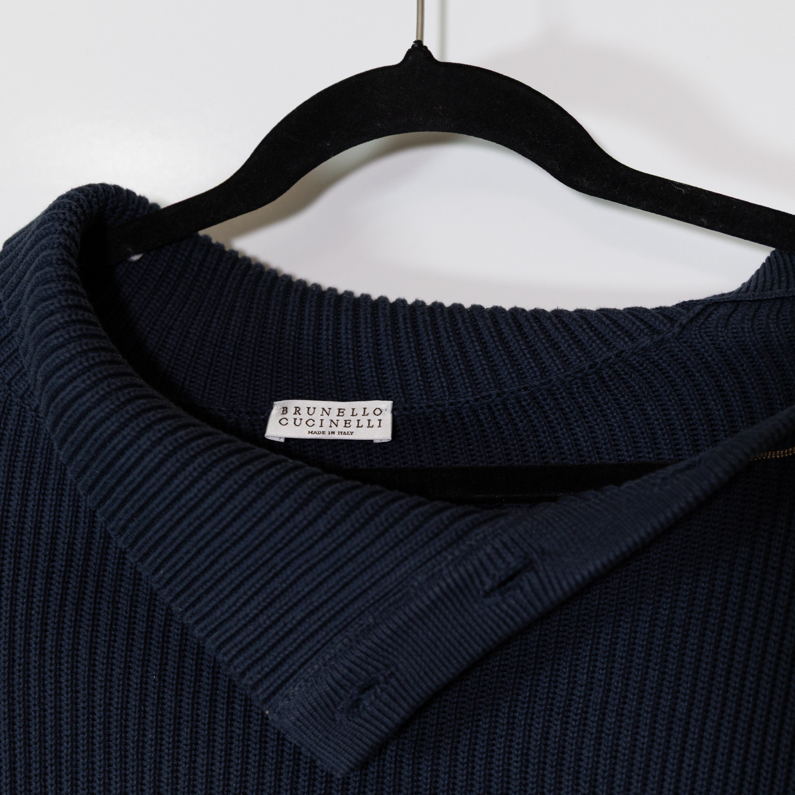 Brunello Cucinelli Made In Italy Women's Cotton Knit Spread Collar Sweater Small