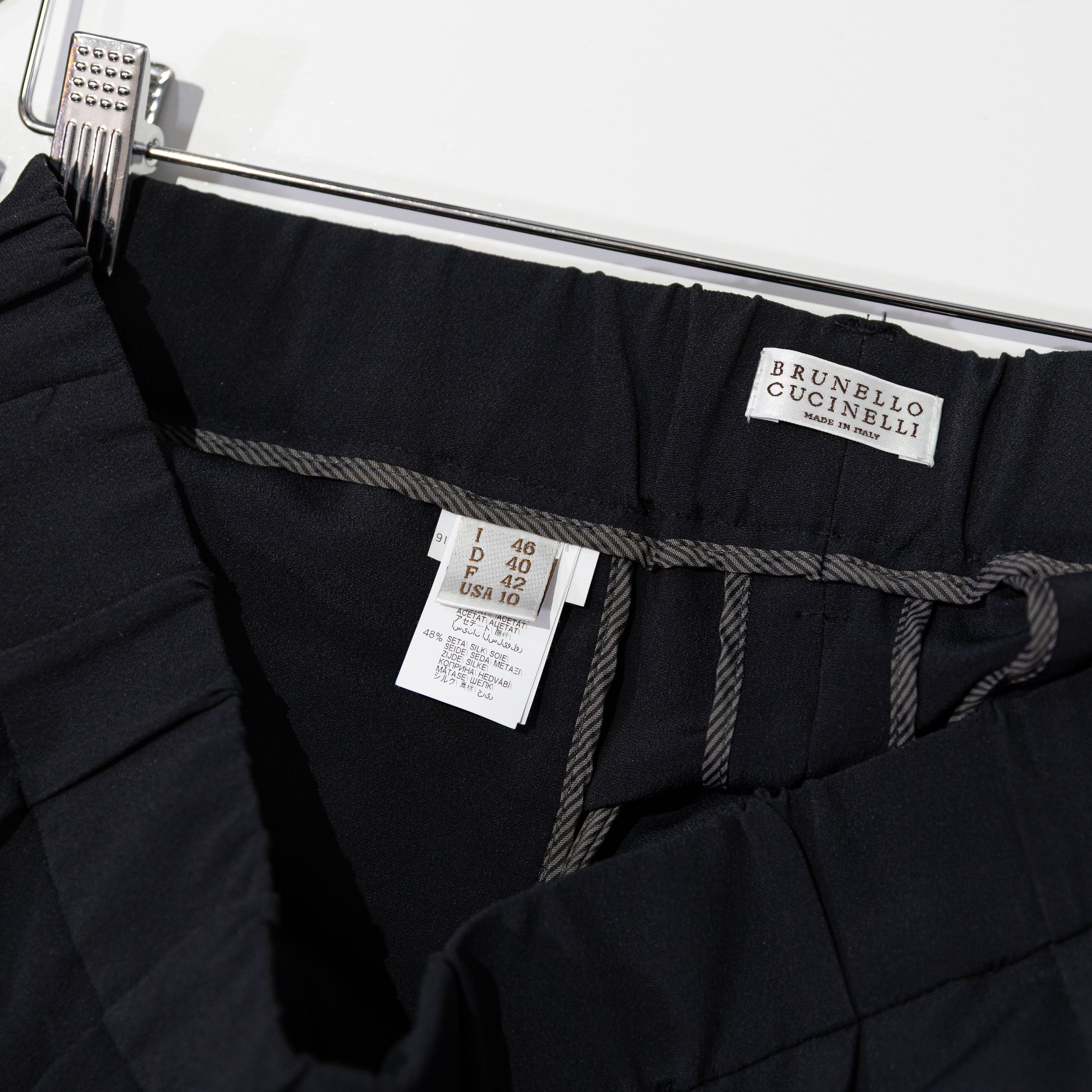 Brunello Cucinelli Made In Italy Women's Silk Chiffon Pleated Ankle Crop Pants