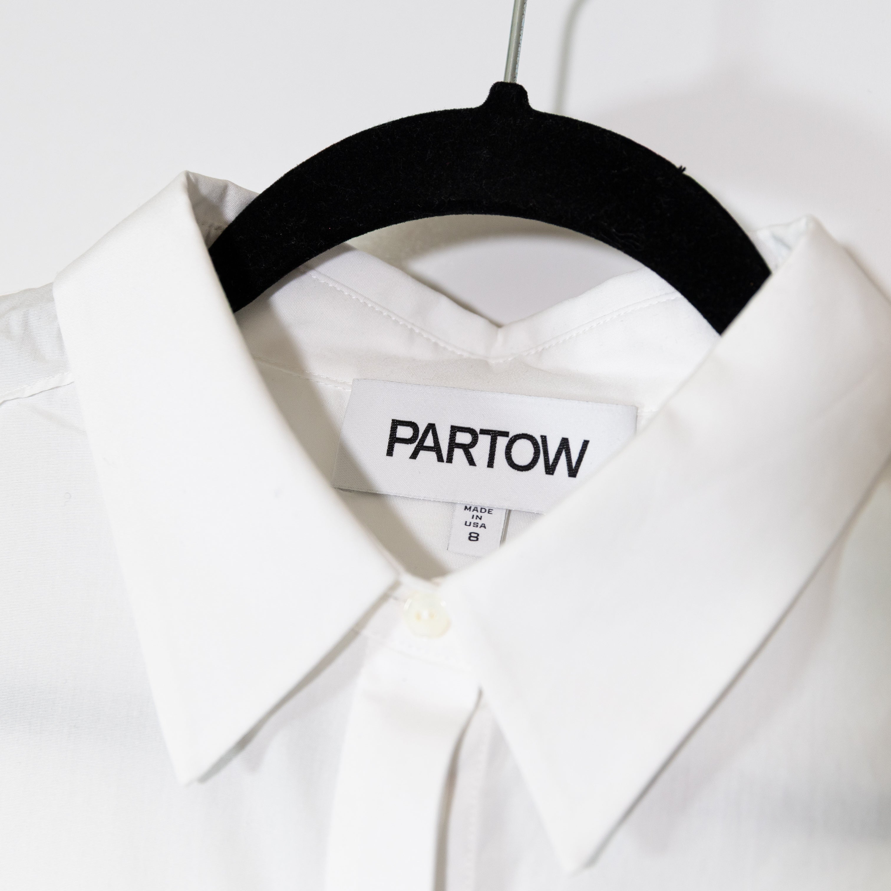 Partow Women's Cotton Poplin Collared Button Down Stripe Sleeve Blouse Shirt Top