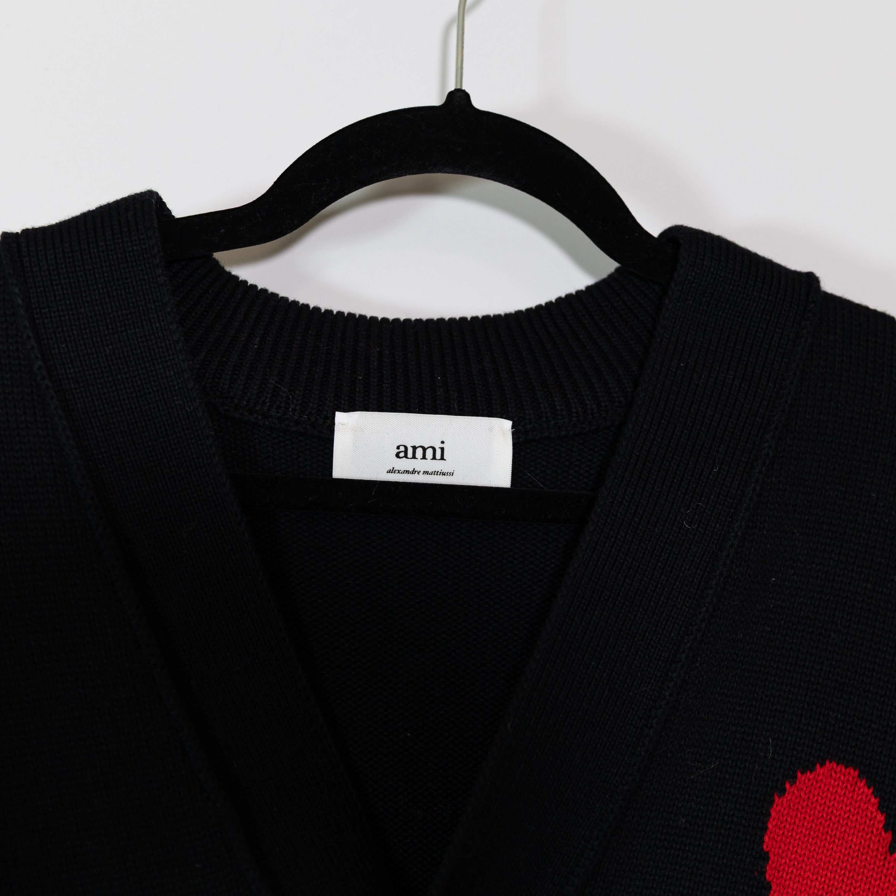 Ami De Coeur Permanent Collection Cotton Wool Knit Heart Cardigan Sweater Black