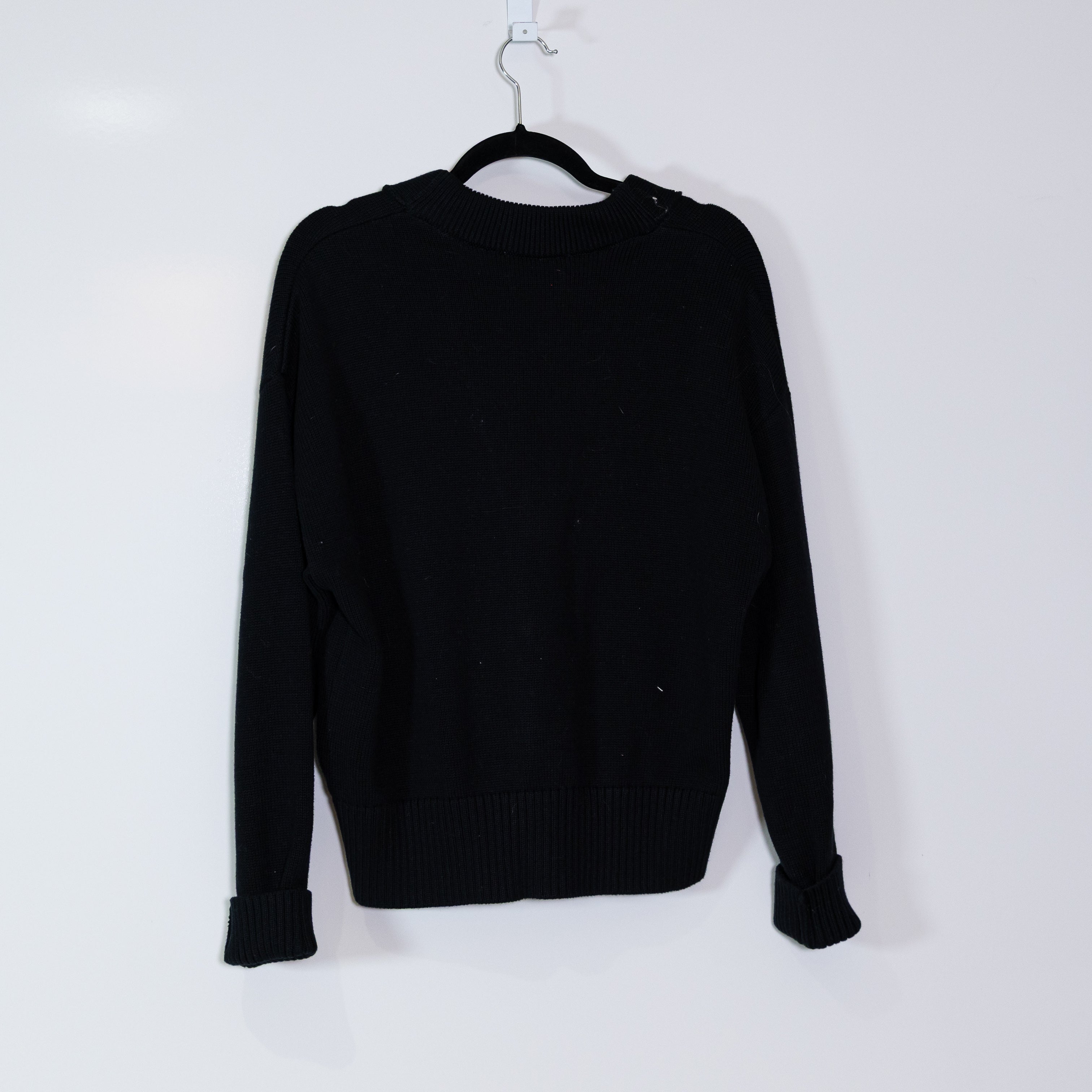 Ami De Coeur Permanent Collection Cotton Wool Knit Heart Cardigan Sweater Black