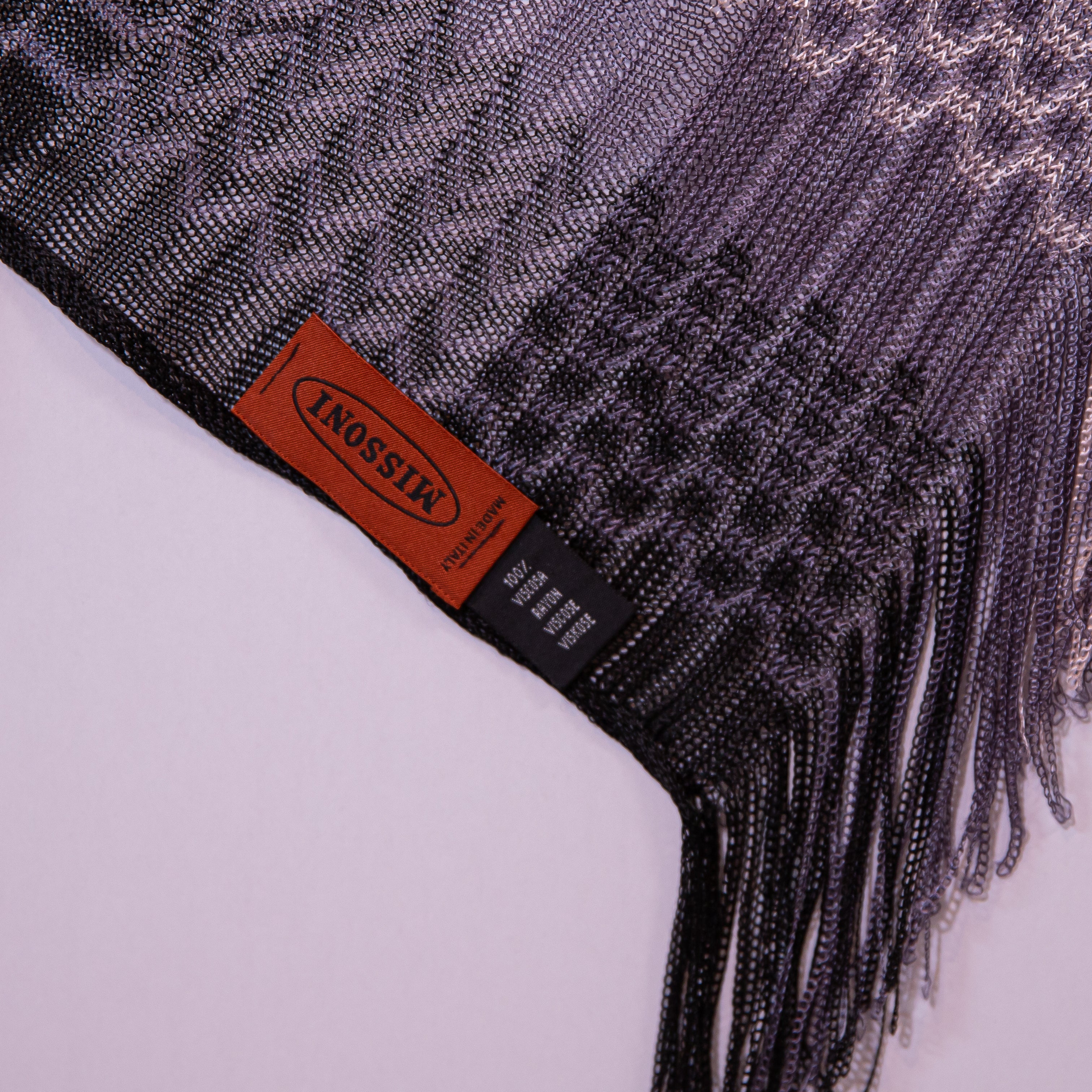 Missoni Made In Italy Woven Knit Zig Zag Fringe Poncho Sweater Cardigan Gray OS