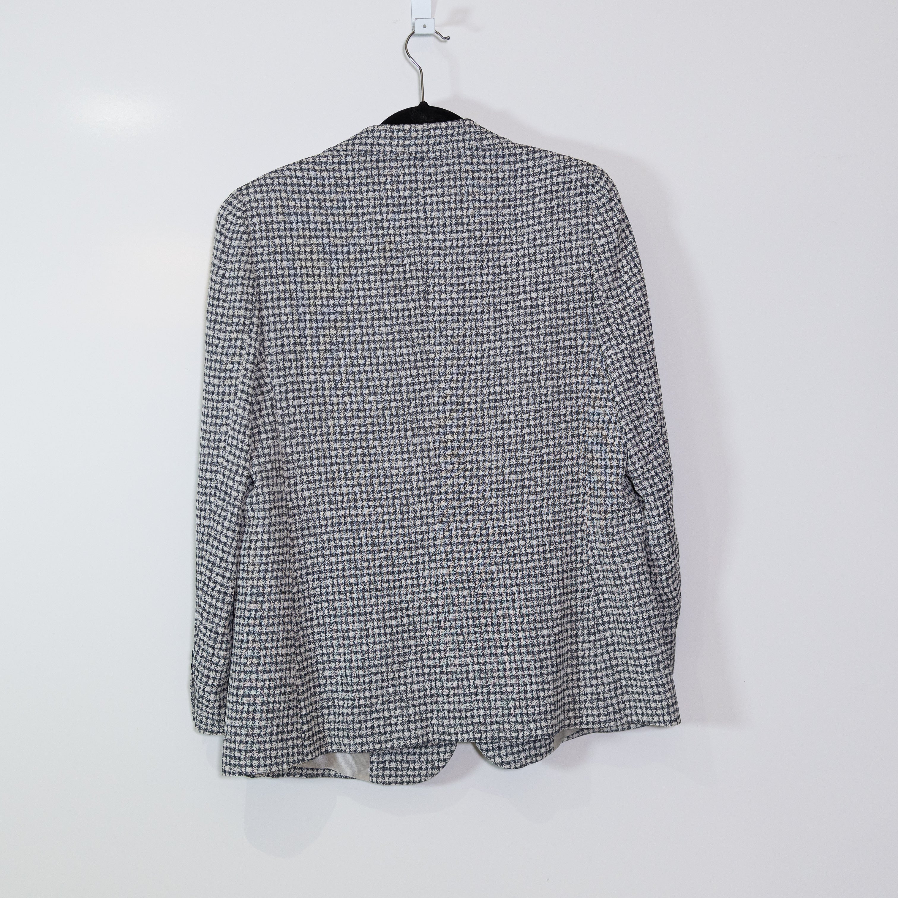 Emporio Armani Icon Women's Silk Blend Houndstooth Blazer Jacket Black White S
