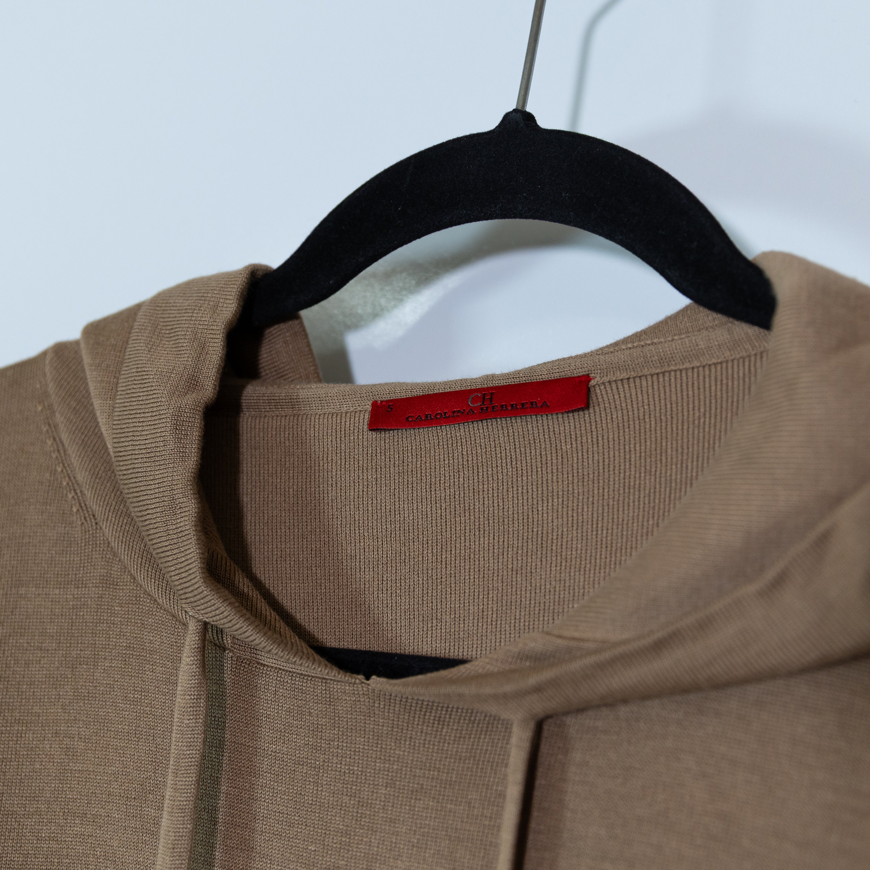 CH Carolina Herrera Cotton Silk Knit Stretch Oversized Pullover Hoodie Sweater S