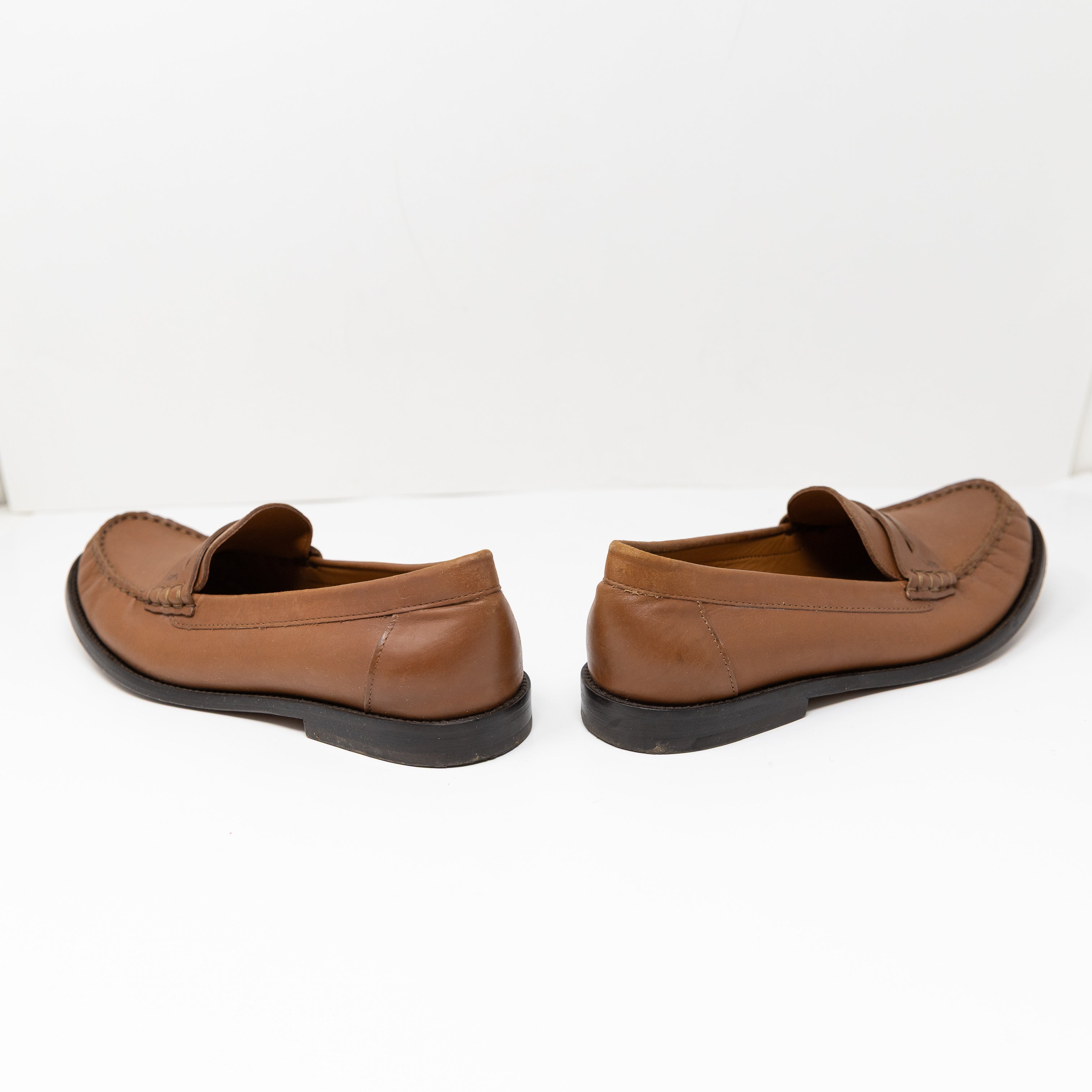 Polo Ralph Lauren Women's Genuine Leather Slip On Loafers Shoes Brown 9.5