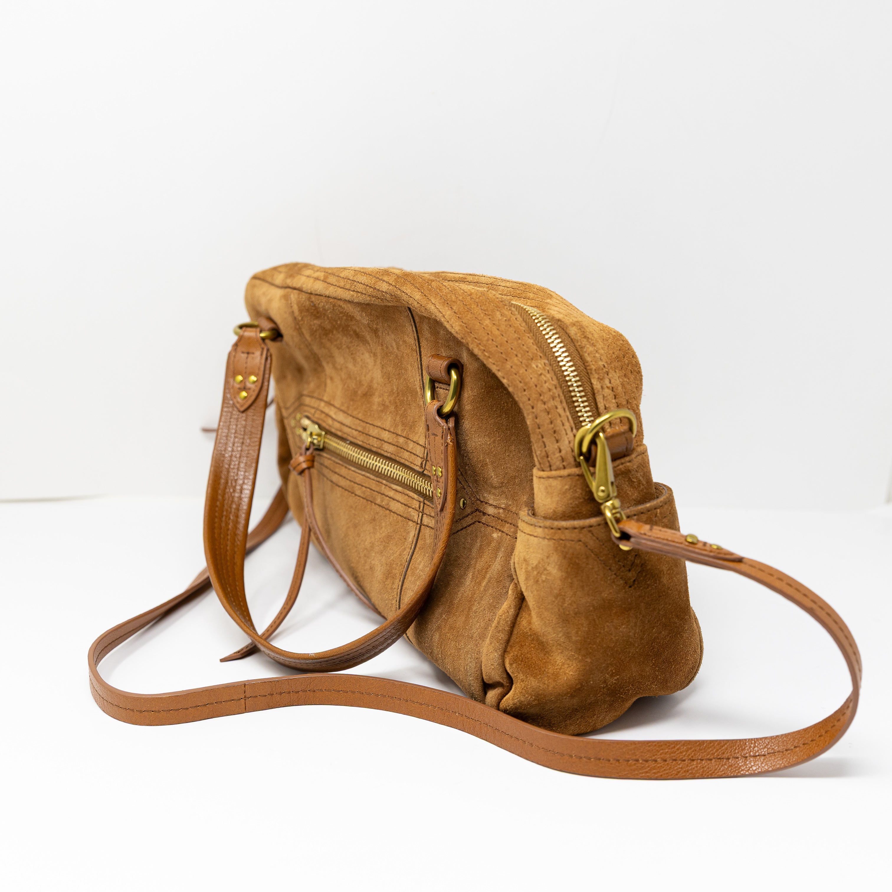 Jerome Dreyfuss Lucky Genuine Suede Leather Hobo Convertible Shoulder Purse Bag