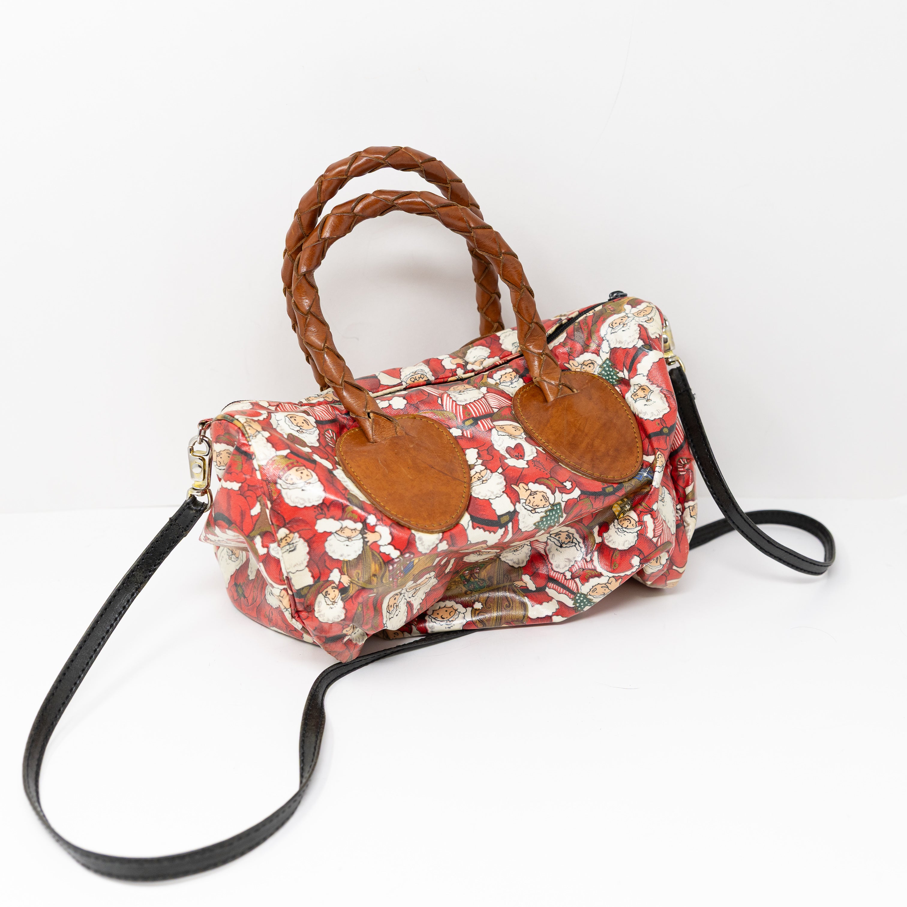 Nordic House Designs NYC Santa Holiday Christmas Print Pattern Satchel Purse Bag