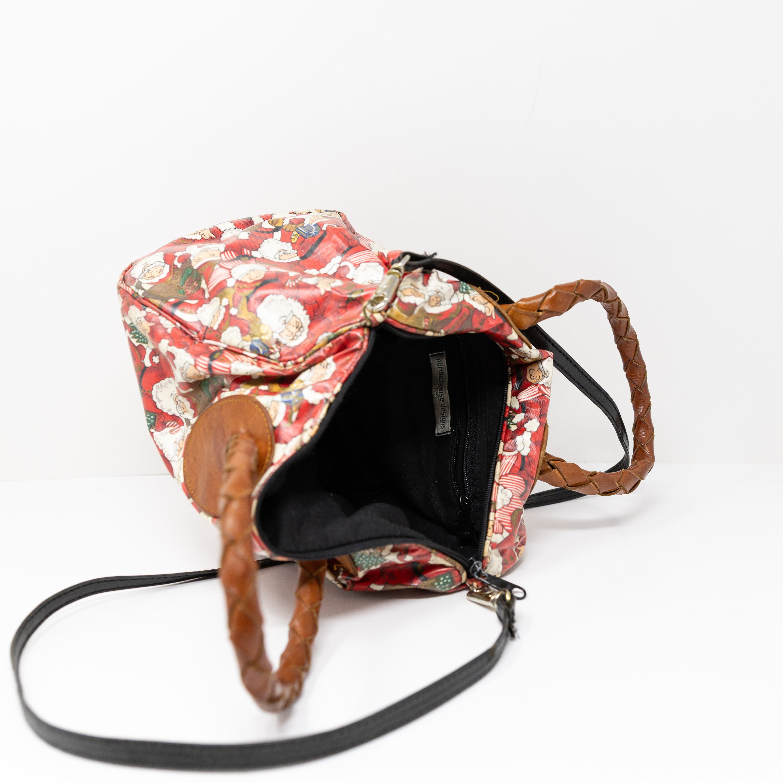 Nordic House Designs NYC Santa Holiday Christmas Print Pattern Satchel Purse Bag