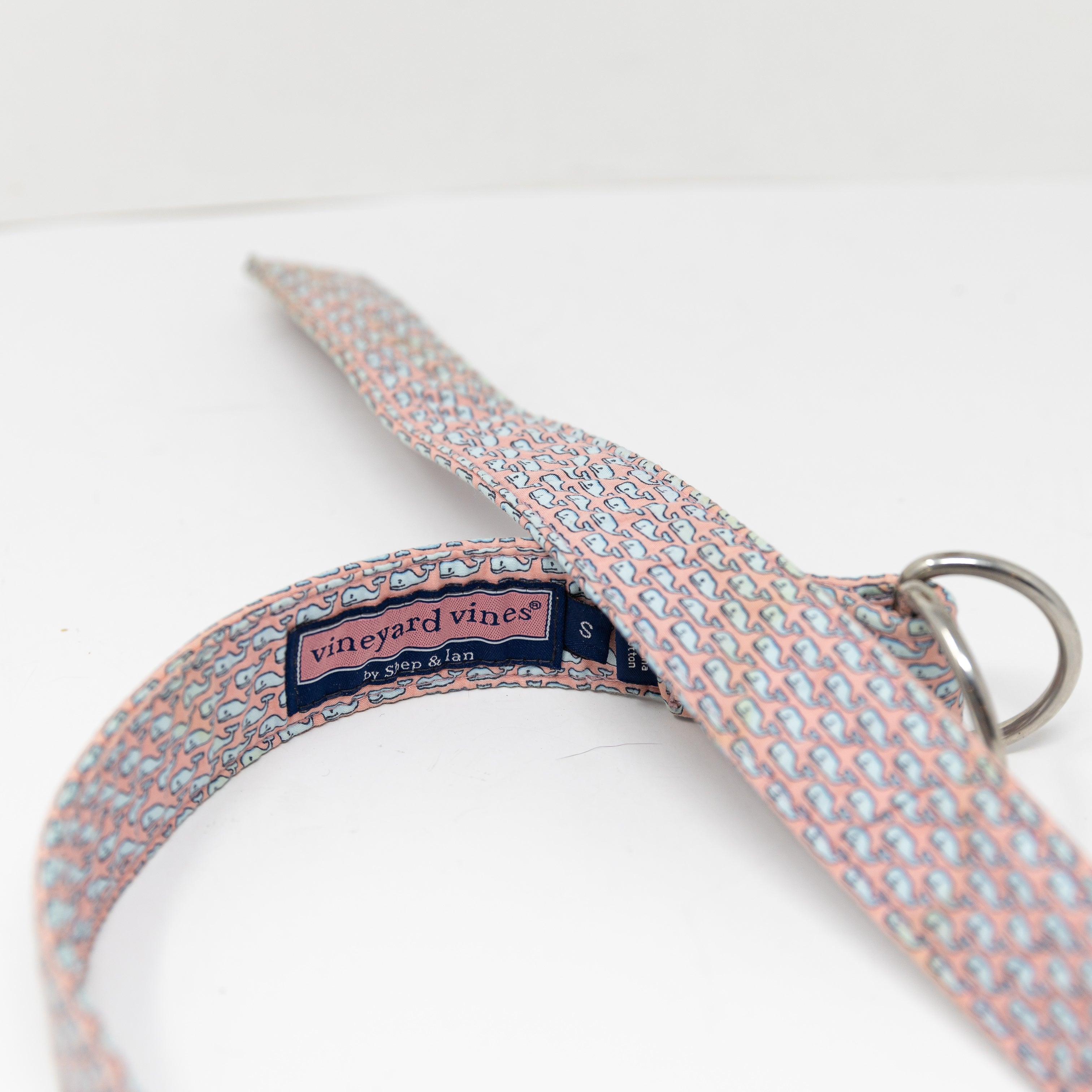 Vineyard Vines Whale Print Pattern Cotton Blue Pink Belt Accessory