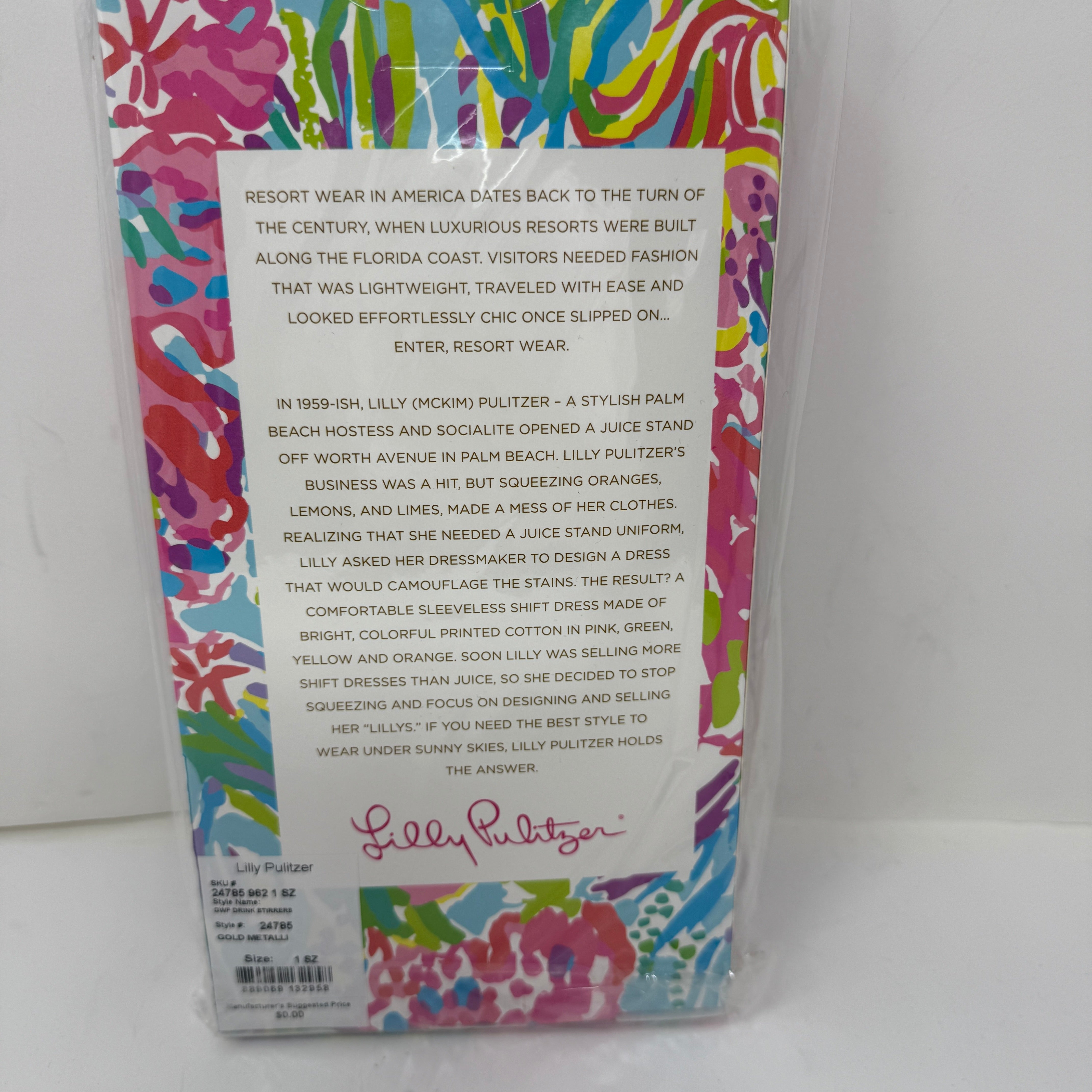 NEW Lilly Pulitzer Stir It Up Beverage Drink Cocktail Stirrers Mixers Bar Gold
