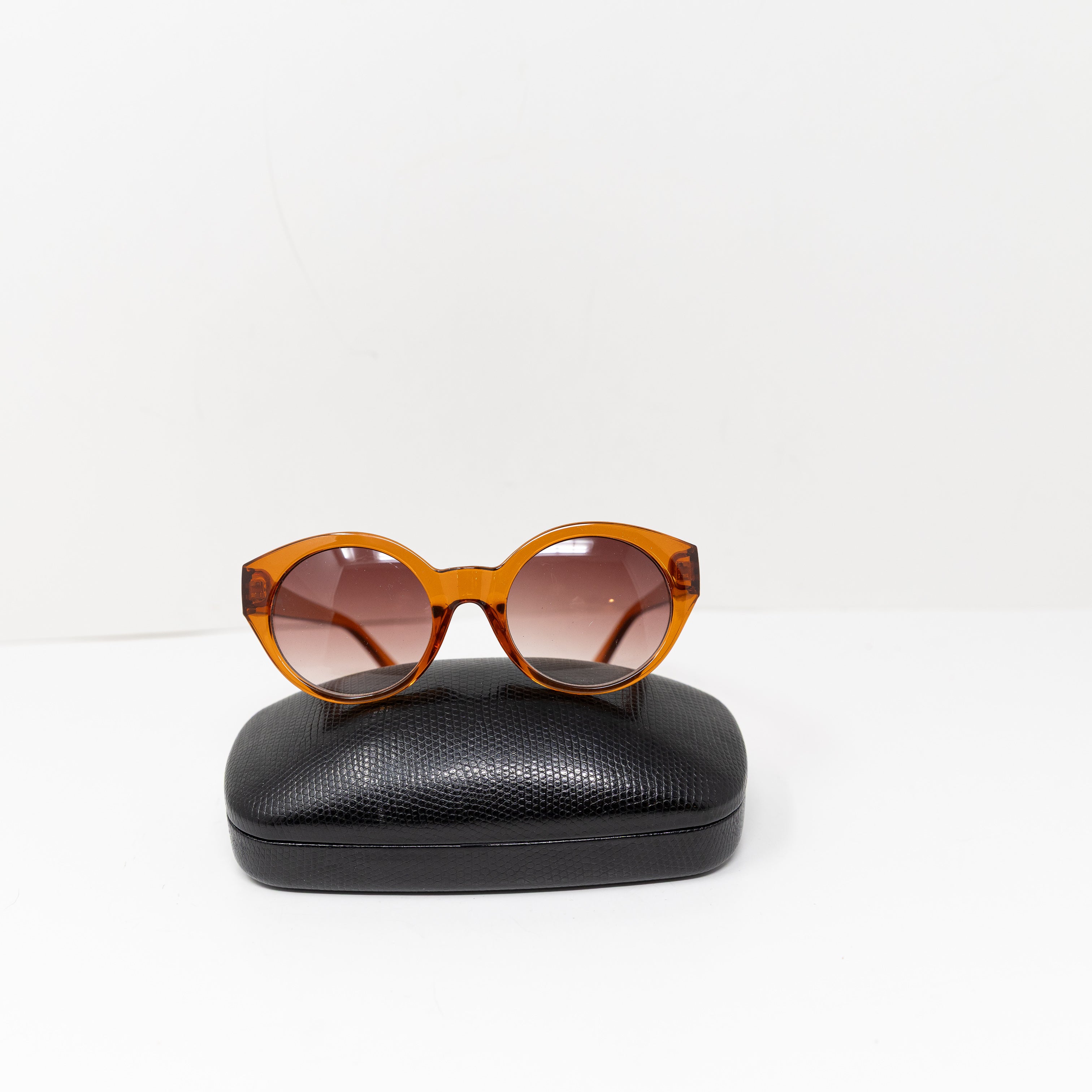 Reality Women's Semi Clear Plastic Round Lenses Sunglasses Brown Neutral