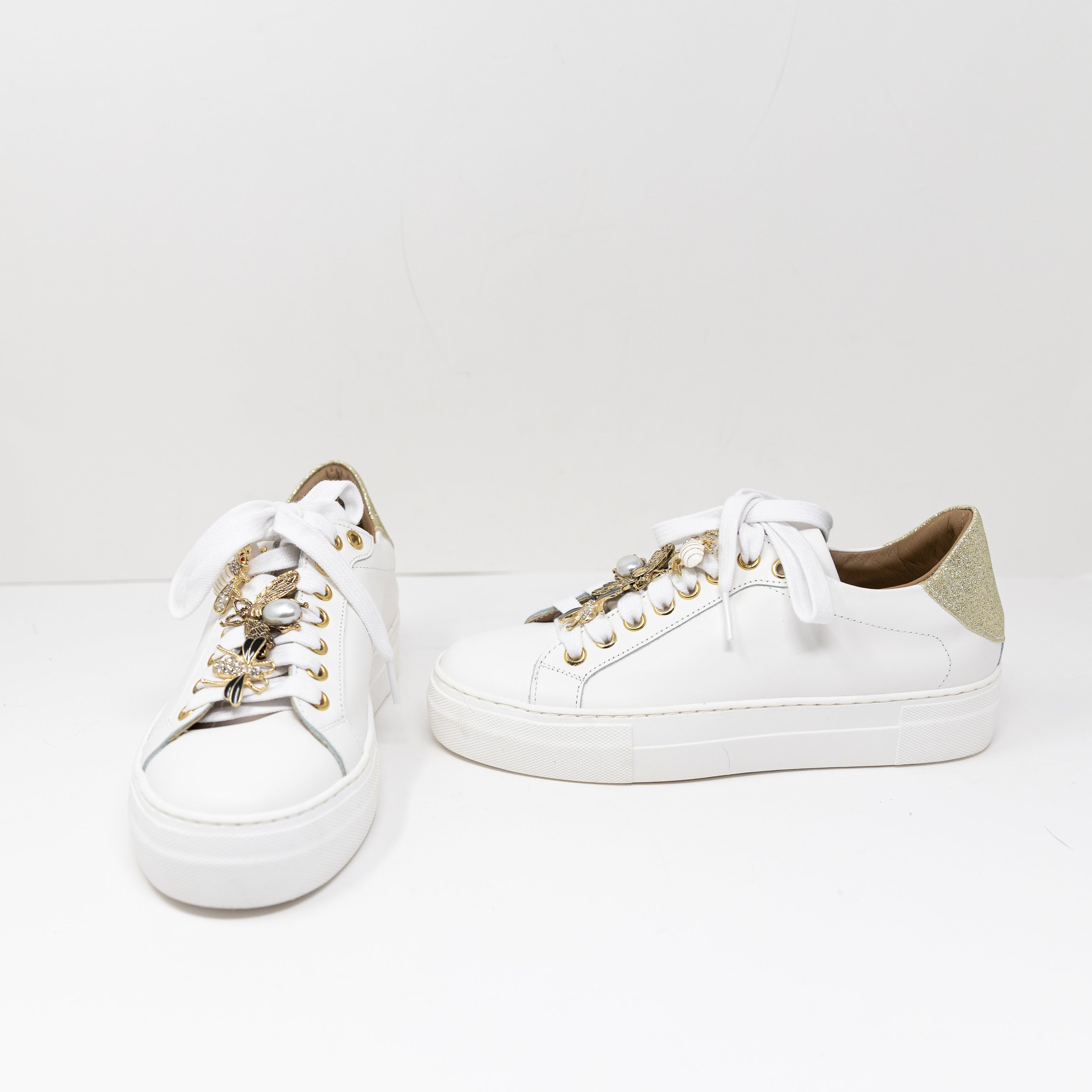 NEW Michele Lopriore Farfallina Bee Crystal Jewel Embellished Sneakers Shoes 6