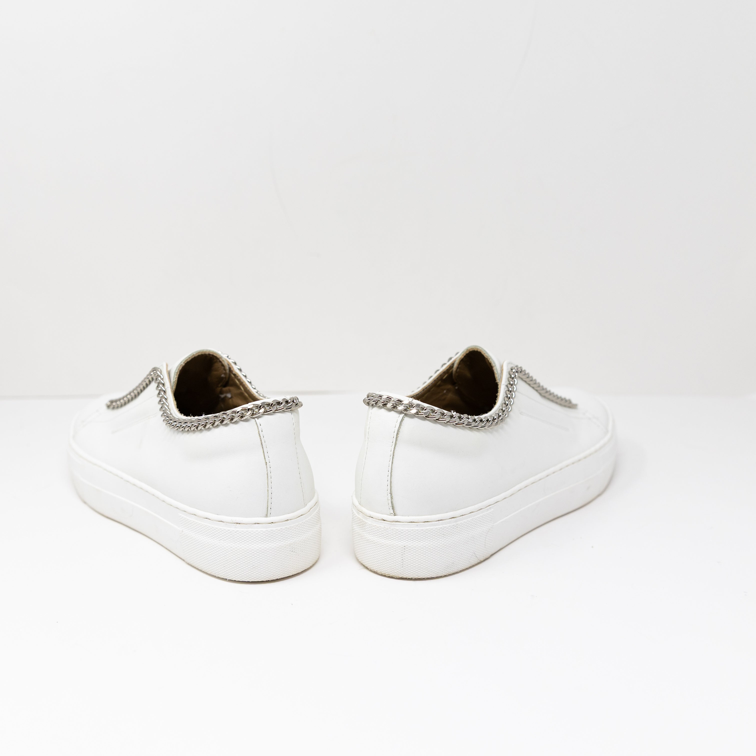 NEW Michele Lopriore Joa Genuine Leather Slip On Chain Link Detail Sneakers Shoe