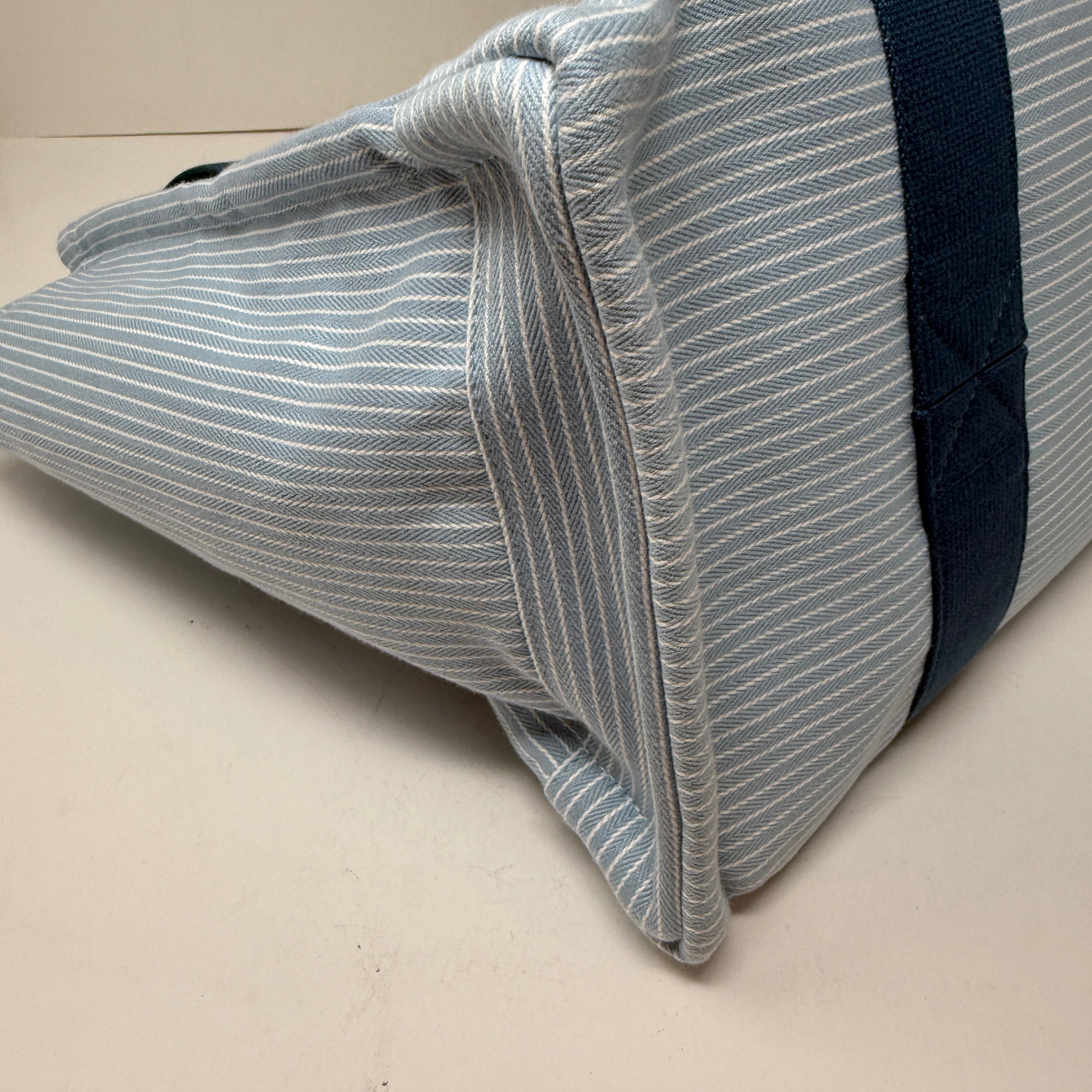 Hermes Nappy Diaper Baby Bag Purse Tote Multiple Pouches Blue White Stripe Horse