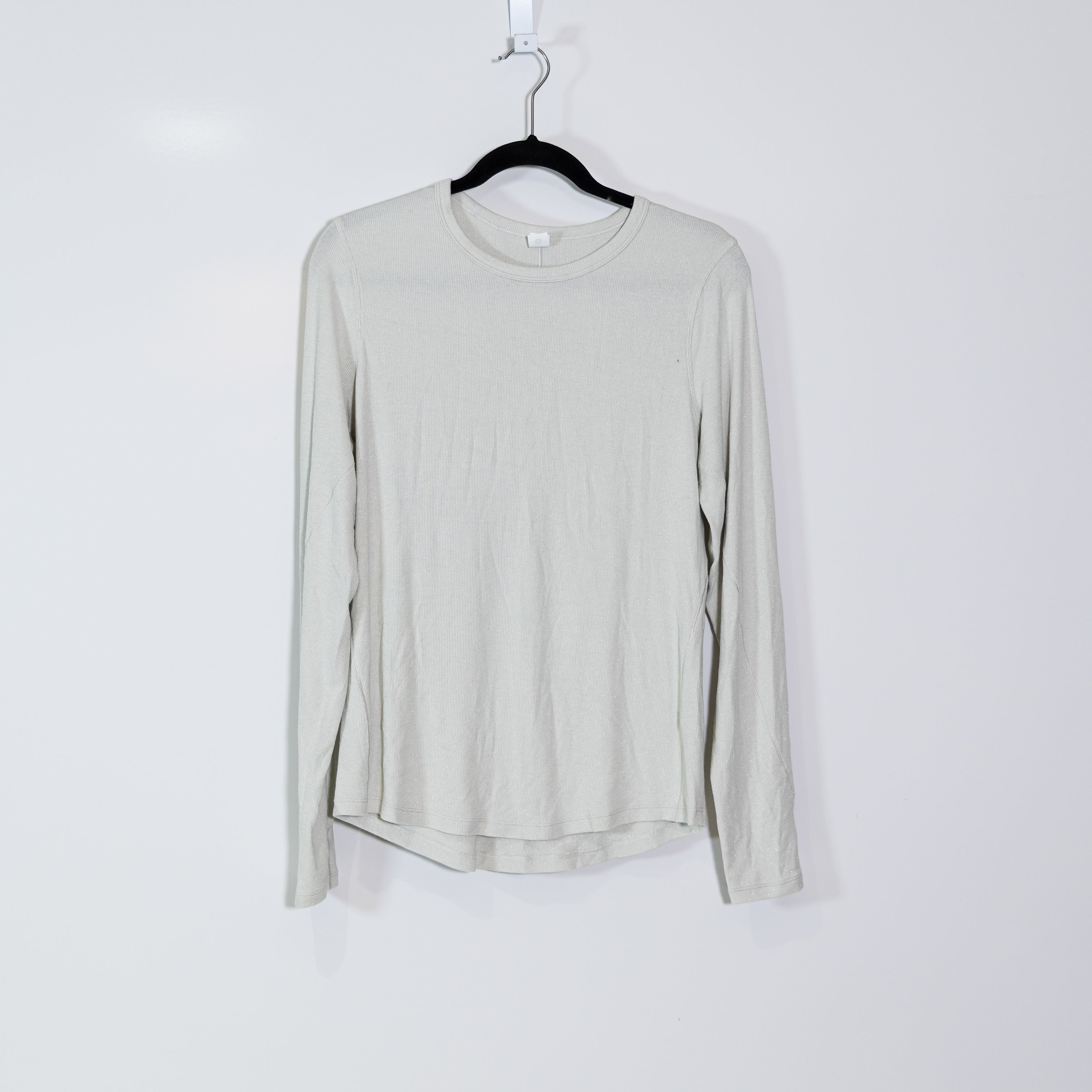 Lululemon Women's Hold Tight Long Sleeve Tee Shirt Sparkle Bone Silver 12