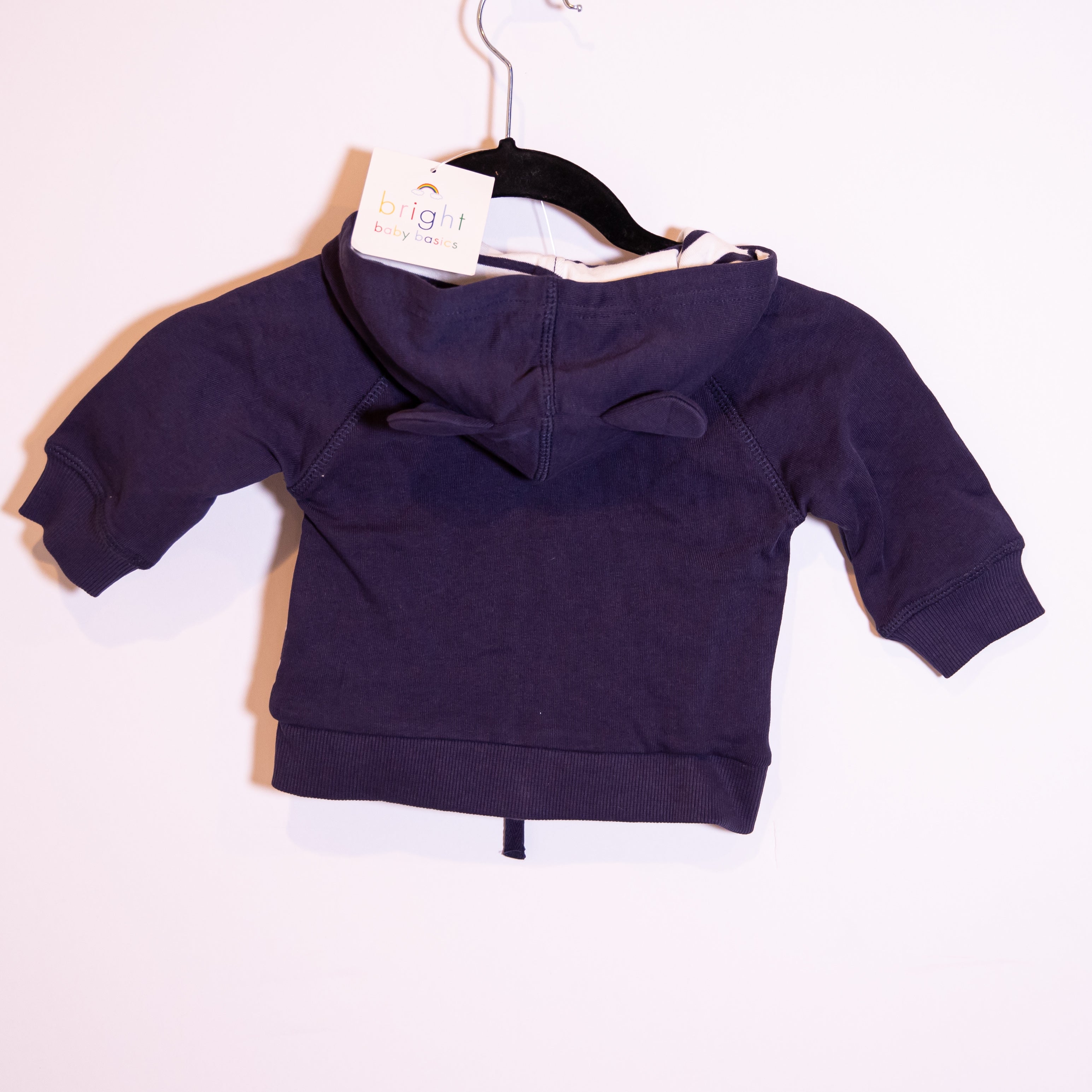 NEW Hanna Andersson Cotton Bright Baby Basics Full Zip Hoodie Jacket Blue 3-6mos