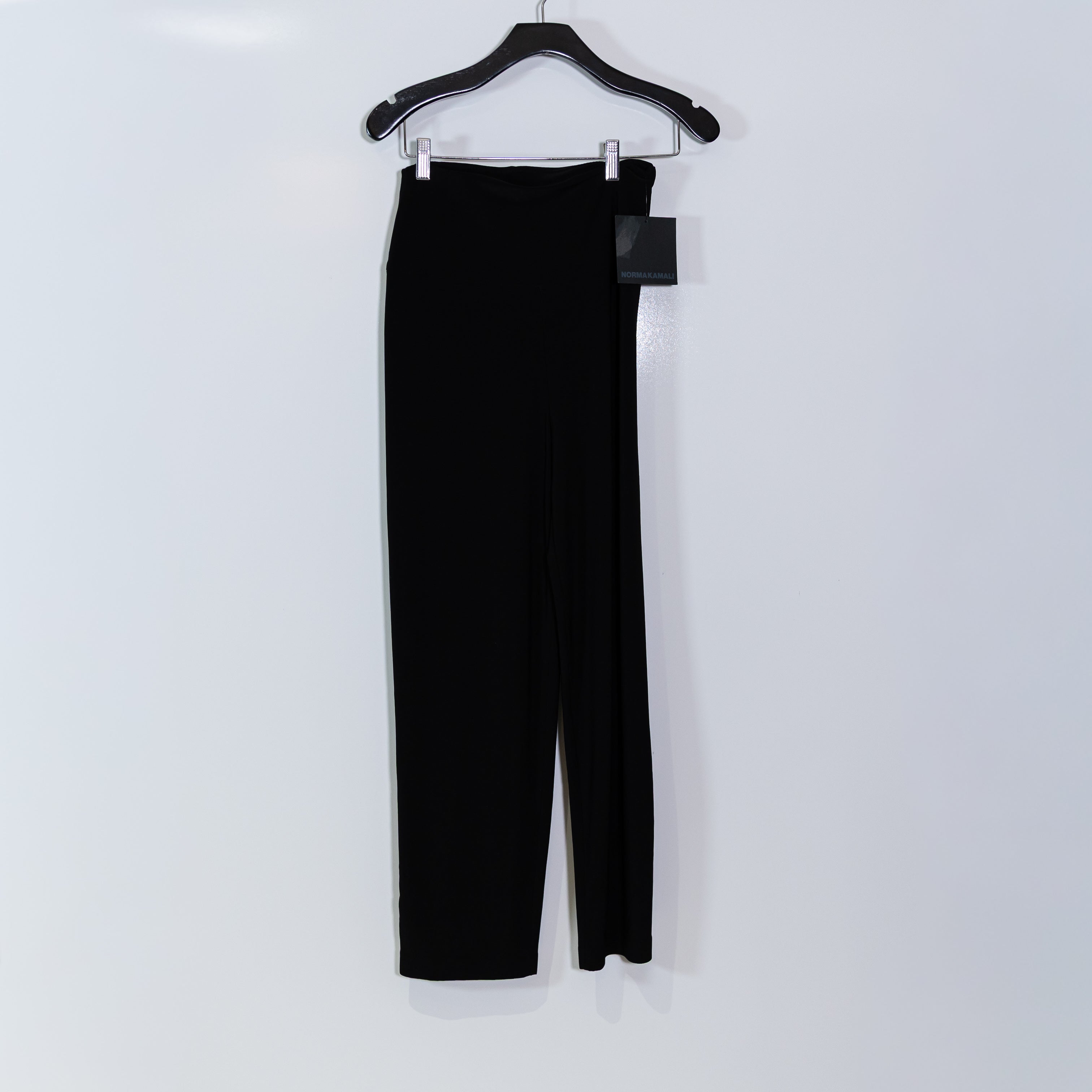 NEW Norma Kamali Pencil Straight Leg Jersey Stretch Knit Trouser Pants Black M