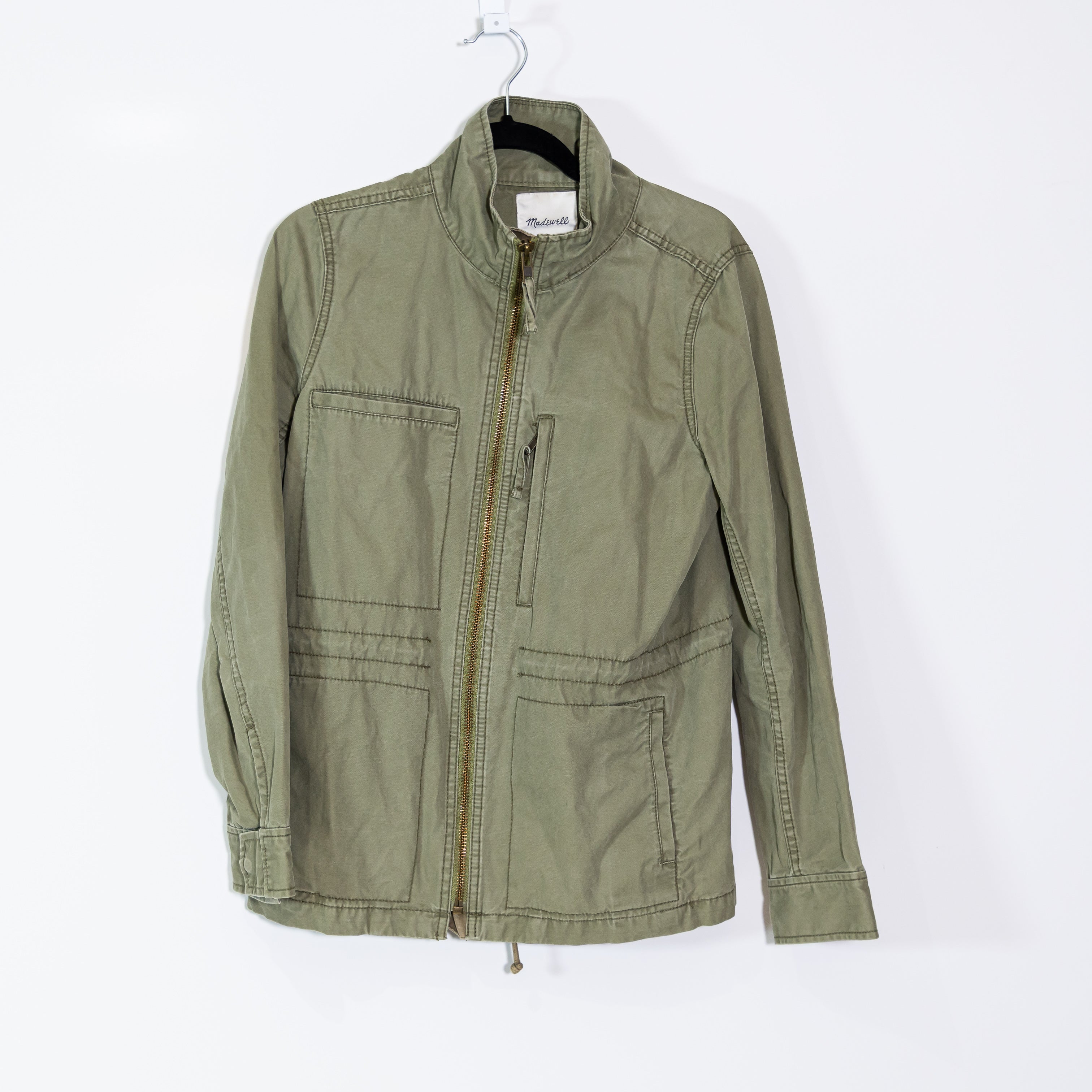 Madewell Women's Fleet Cotton Full Zip High Neck Jacket Desert Olive Large