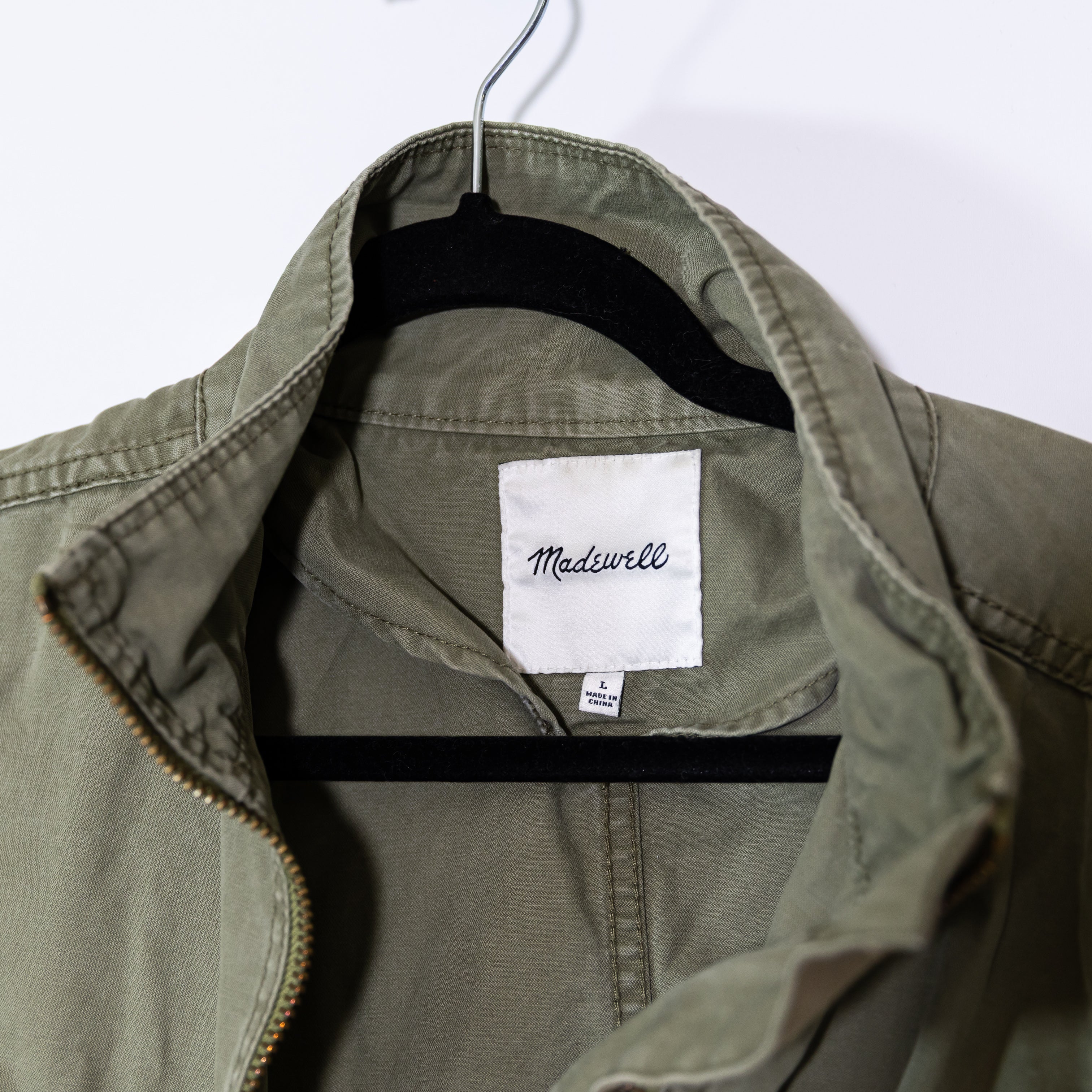 Madewell Women's Fleet Cotton Full Zip High Neck Jacket Desert Olive Large
