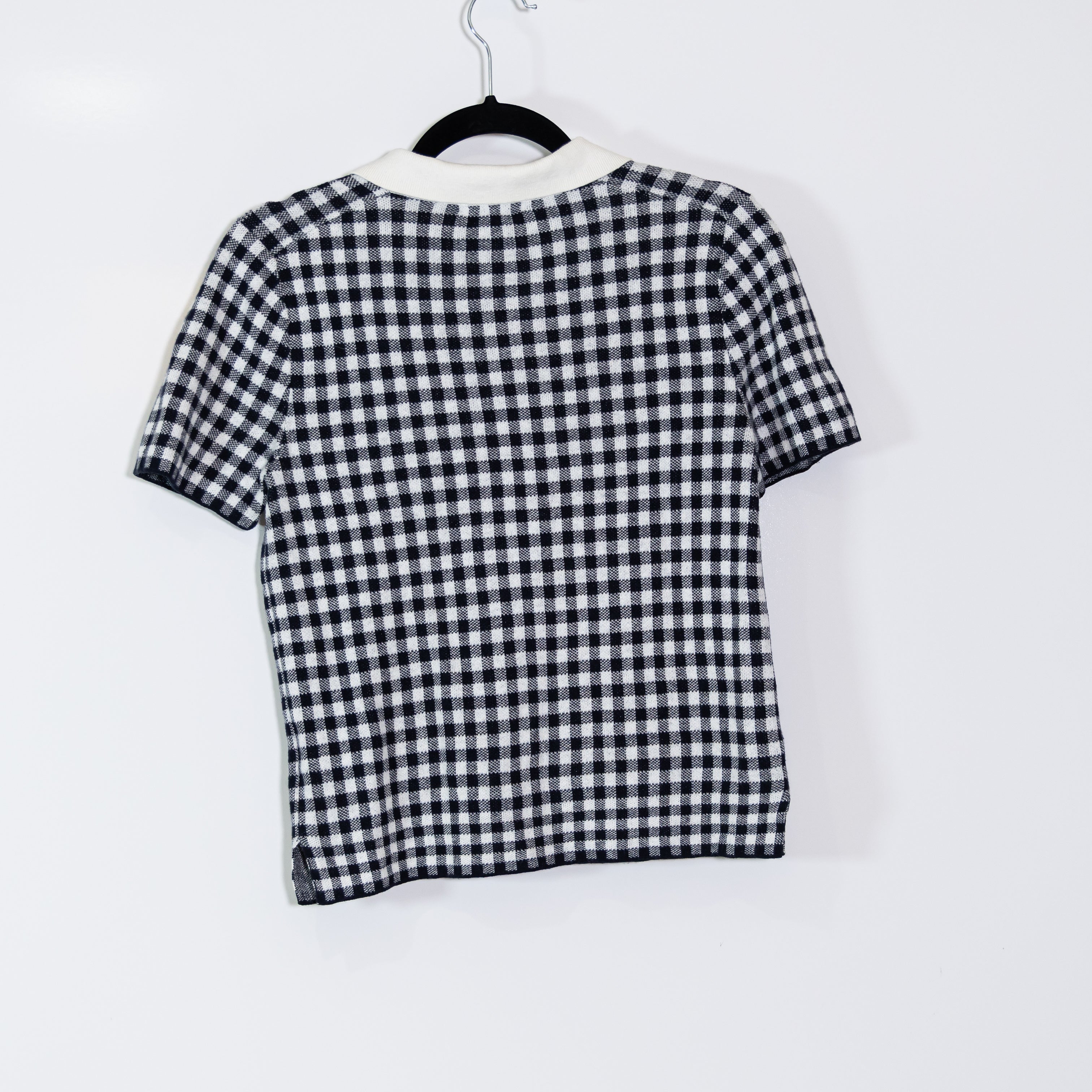 Alex Mill Women's Carl Cotton Cashmere Short Sleeve Polo Sweater Top Gingham S