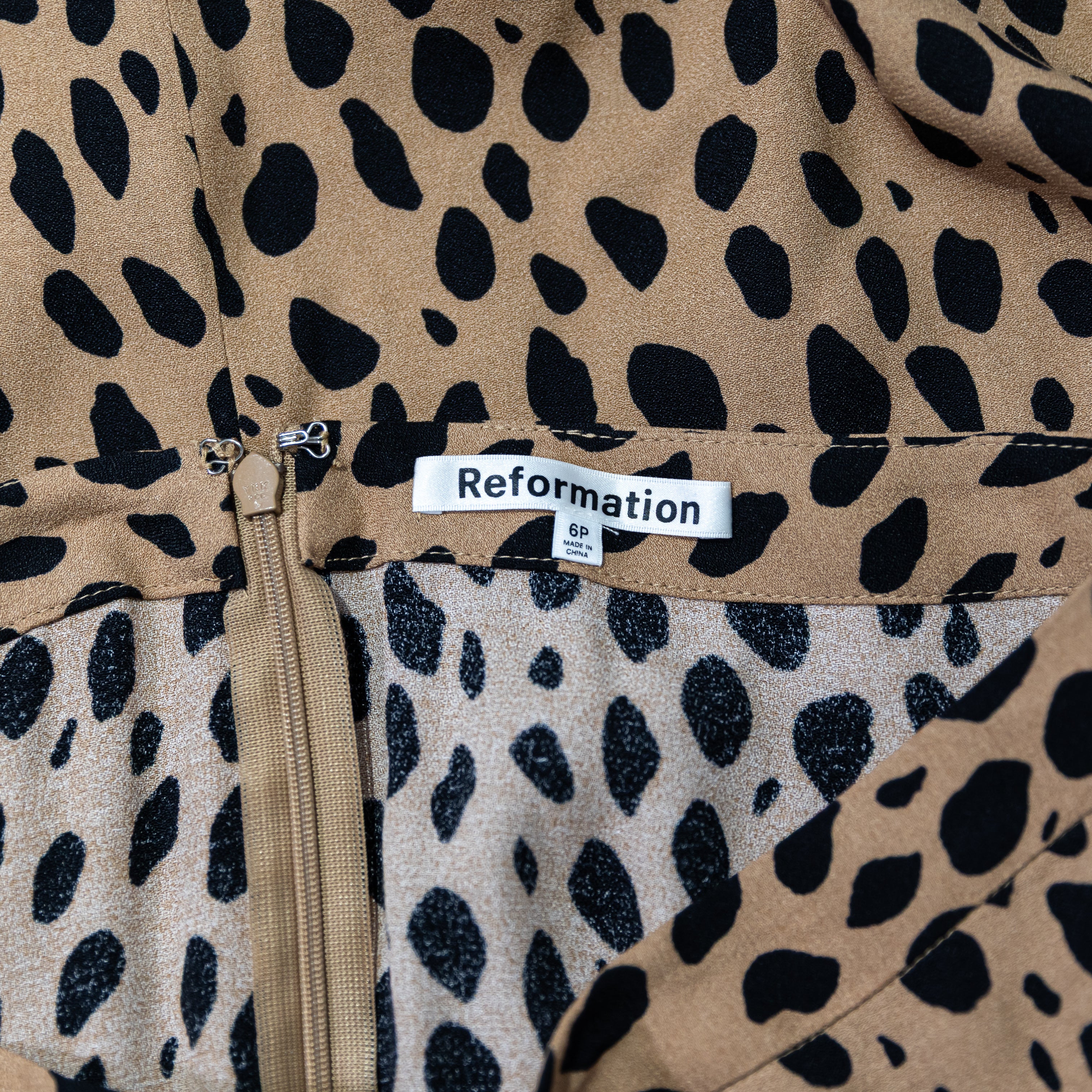 Reformation Bea Cheetah Leopard Animal Print Pattern Slip Midi Skirt 6P