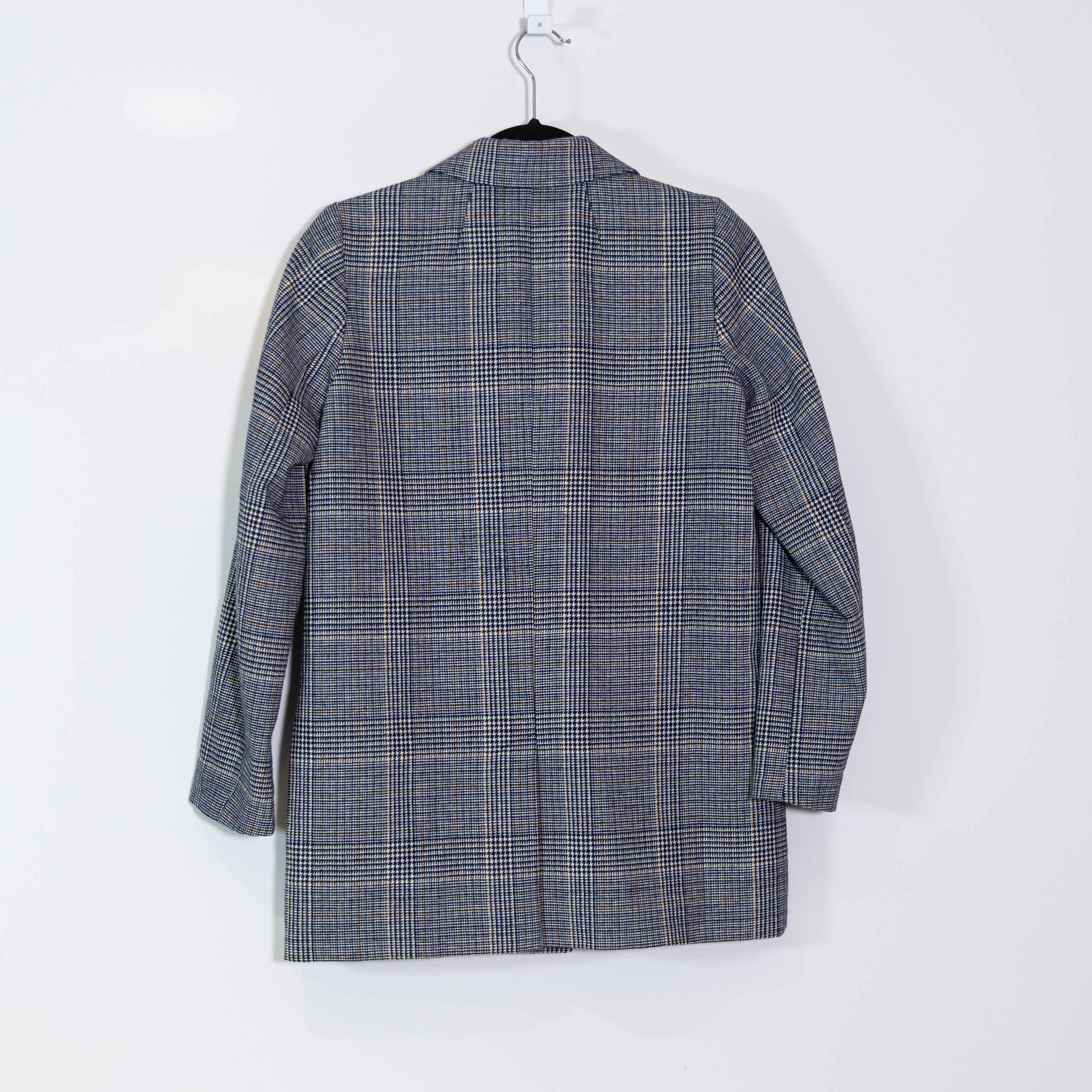 Madewell Women's Dorset Wool Blend Blazer Jacket Navy Glen Plaid Print XS