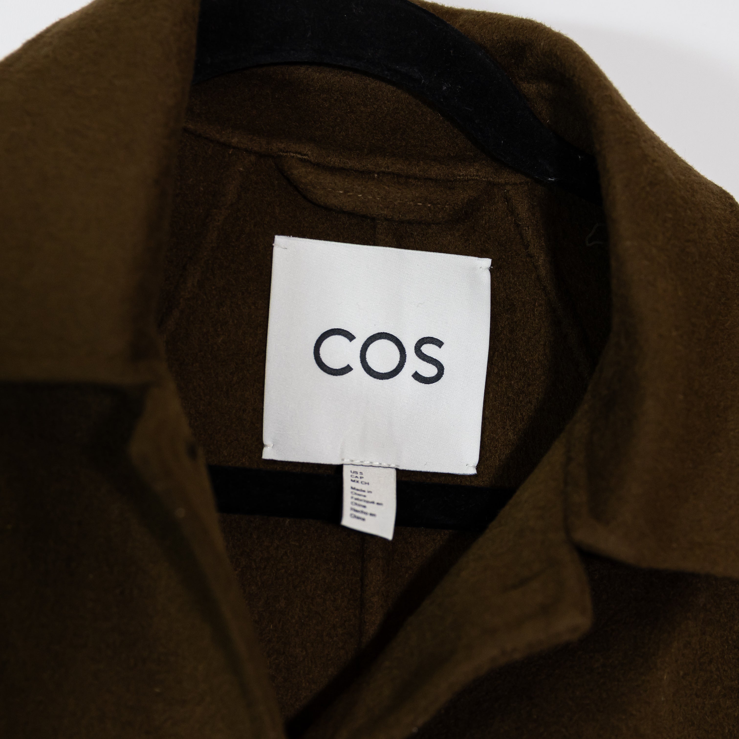 COS Women's Wool Blend Felt Button Front Collared Jacket Brown Small