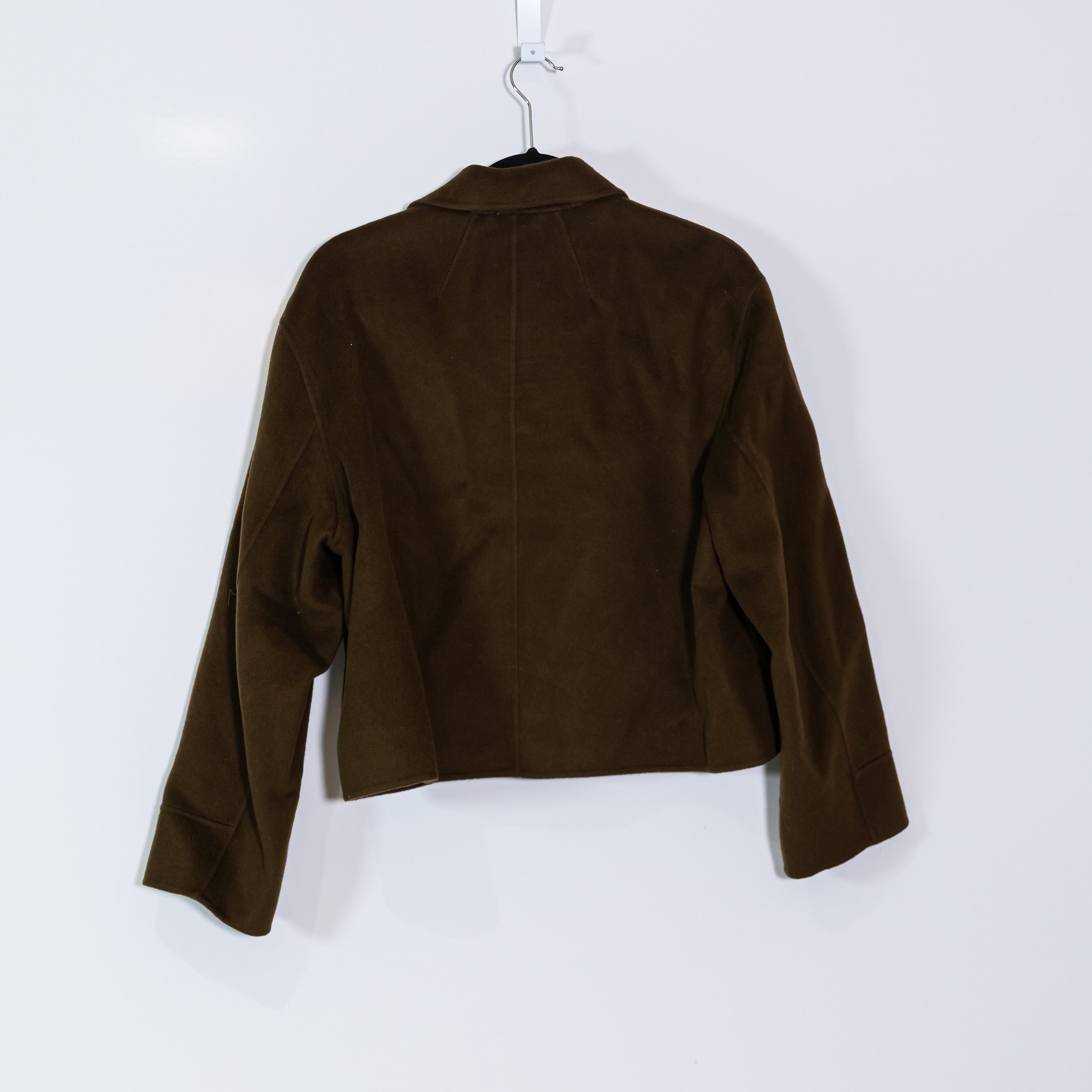 COS Women's Wool Blend Felt Button Front Collared Jacket Brown Small