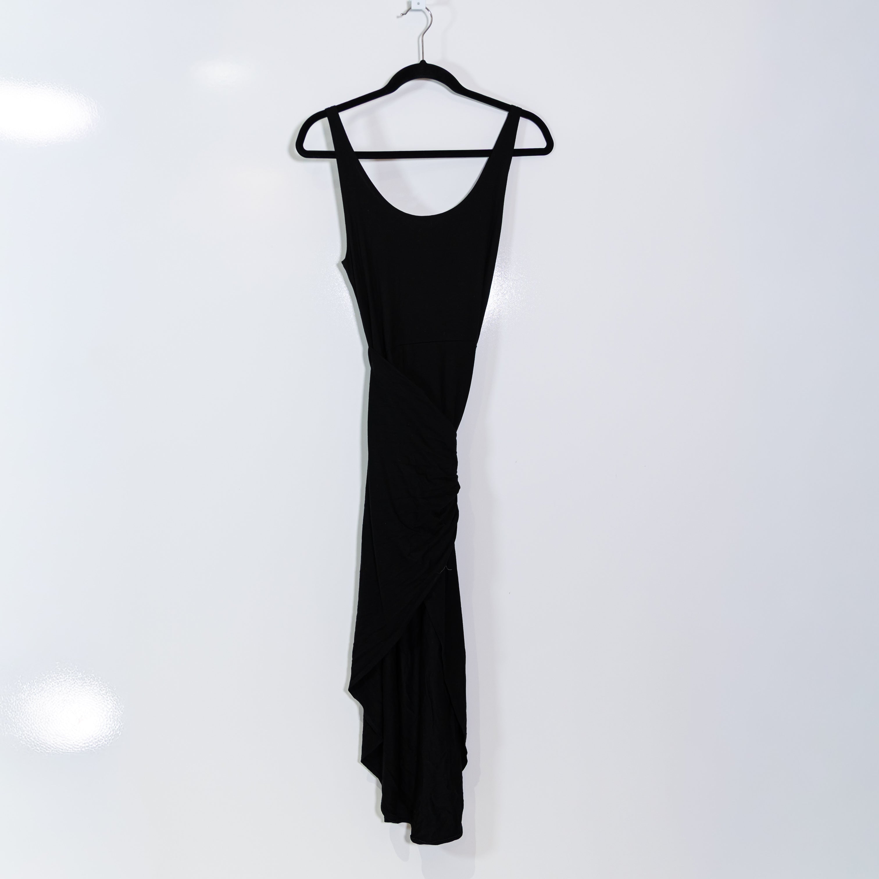 Reformation Kaila Jersey Knit Stretch Faux Wrap Midi Dress Solid Black Small