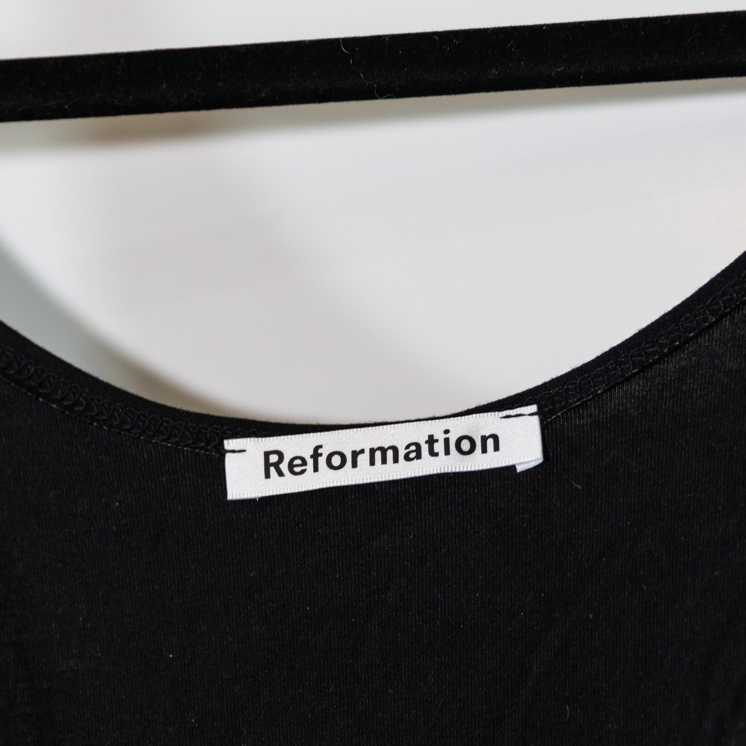Reformation Kaila Jersey Knit Stretch Faux Wrap Midi Dress Solid Black Small