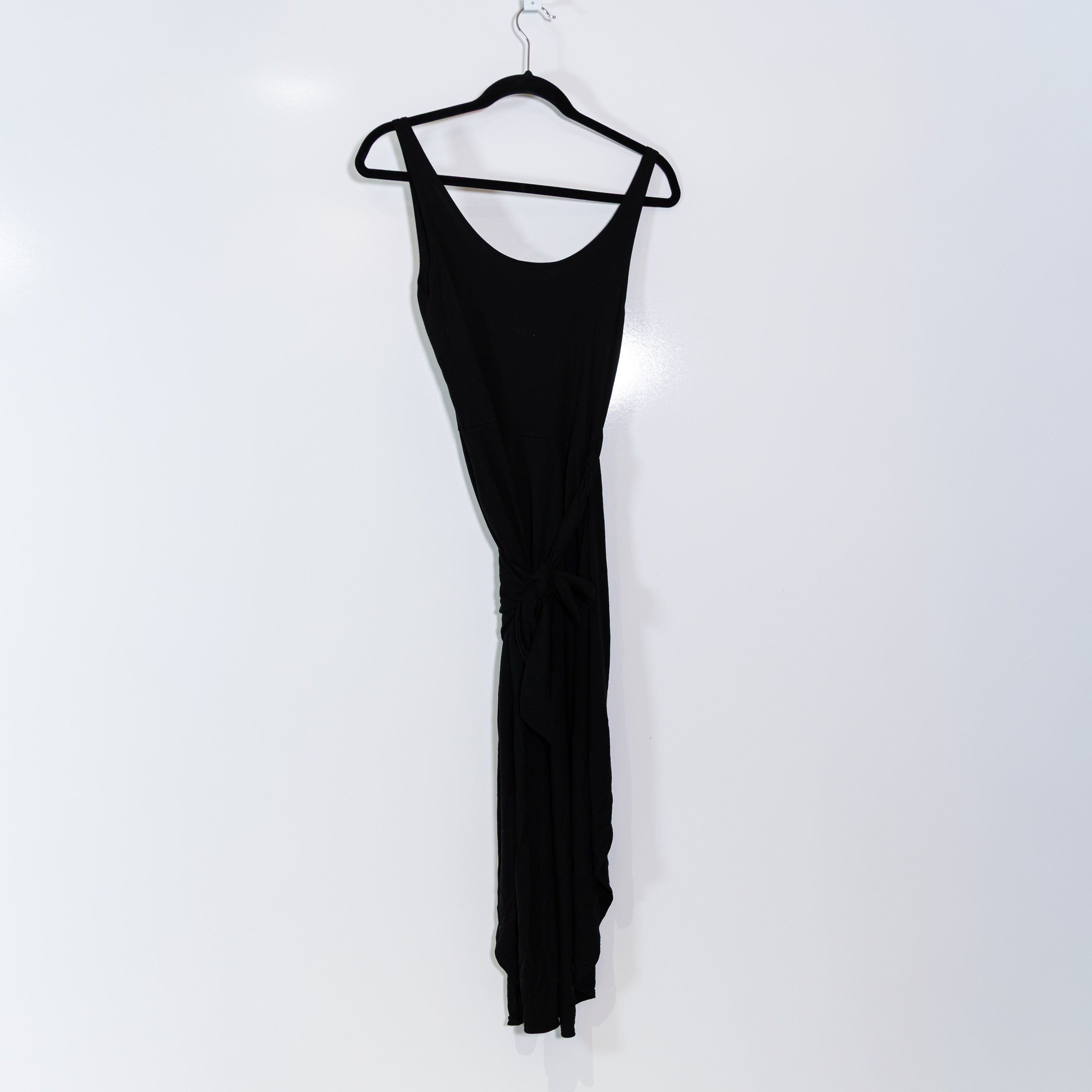 Reformation Kaila Jersey Knit Stretch Faux Wrap Midi Dress Solid Black Small