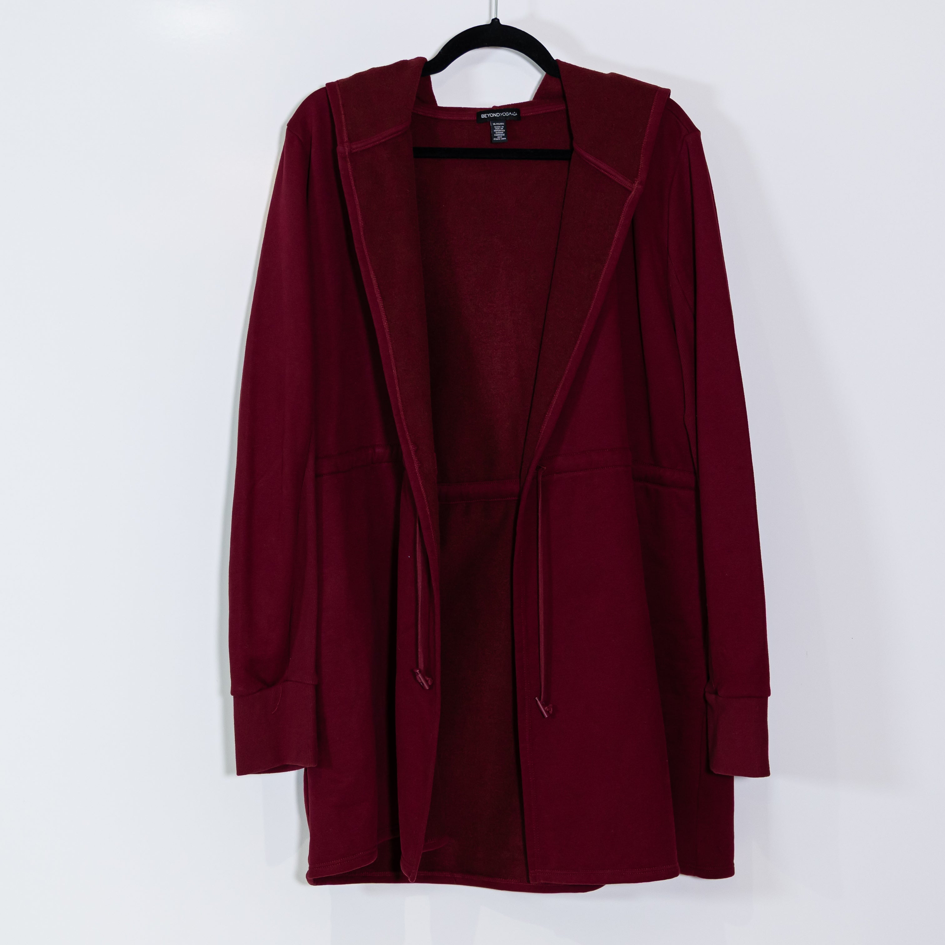 Beyond Yoga Women's On The Go Cinch Waist Hooded Fleece Lined Jacket Red XL