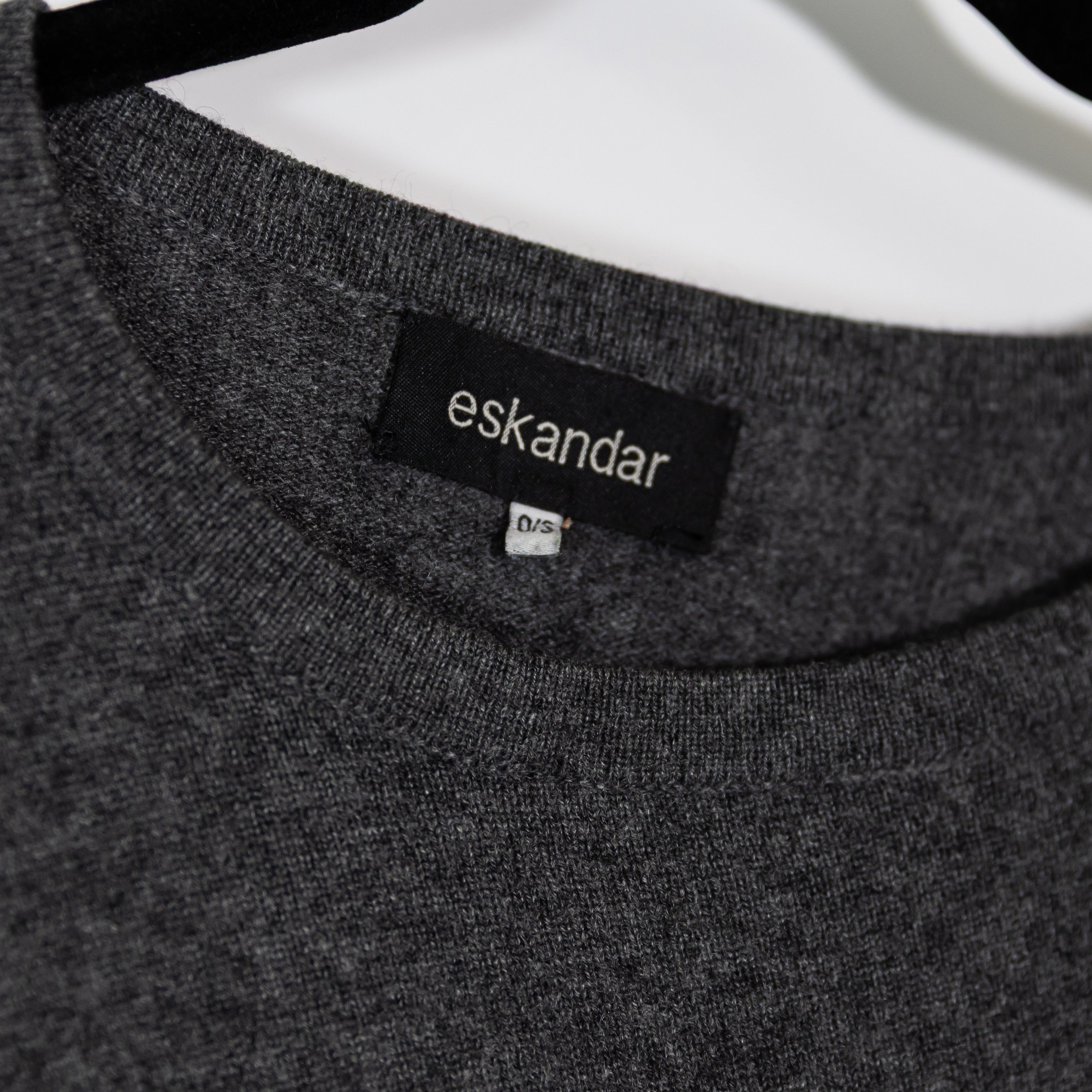 Eskandar 100% Cashmere Knit Stretch Crew Neck Pullover Sweater Gray OS 
