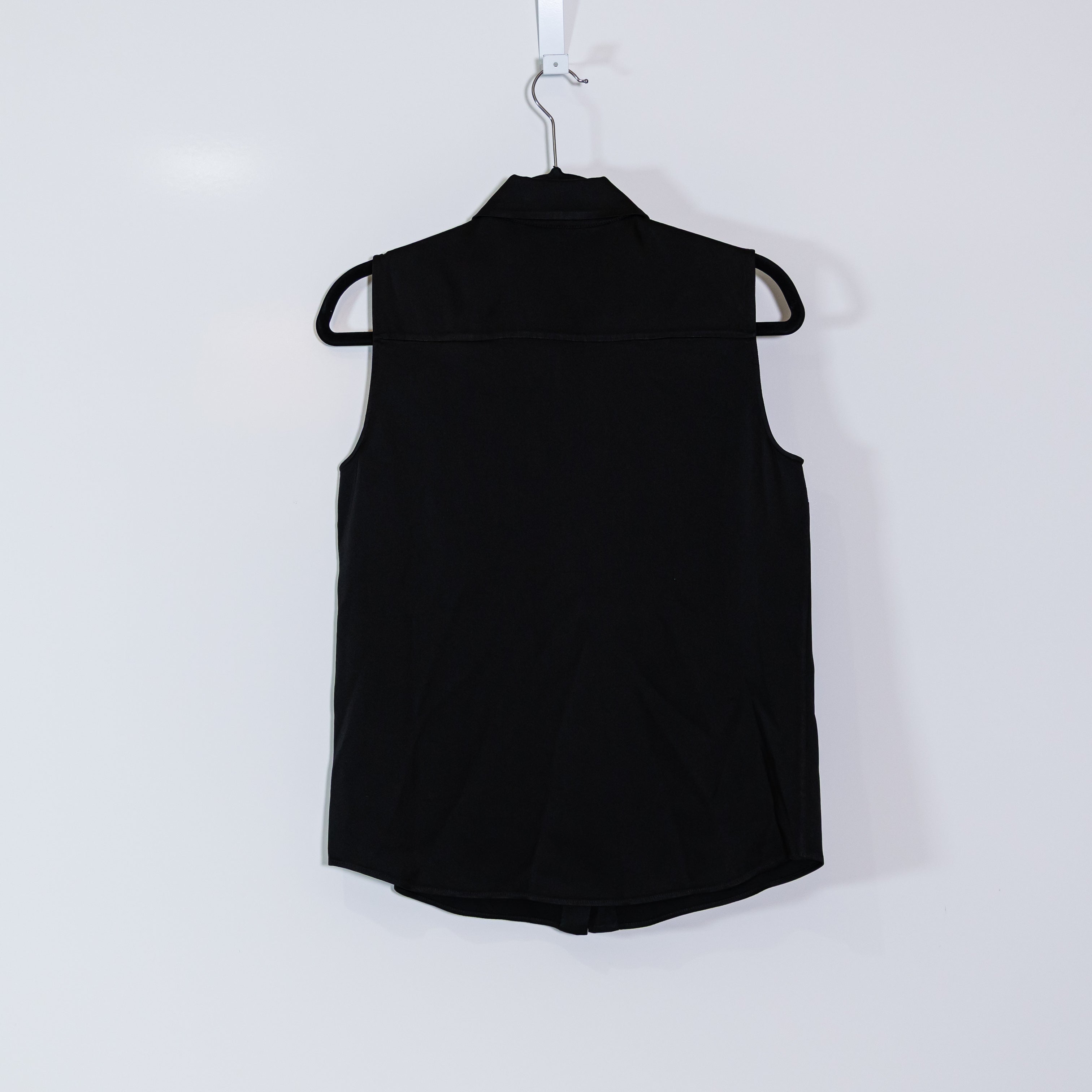 Michael Kors Collection Women's Made In Italy Satin Collared Sleeveless Blouse
