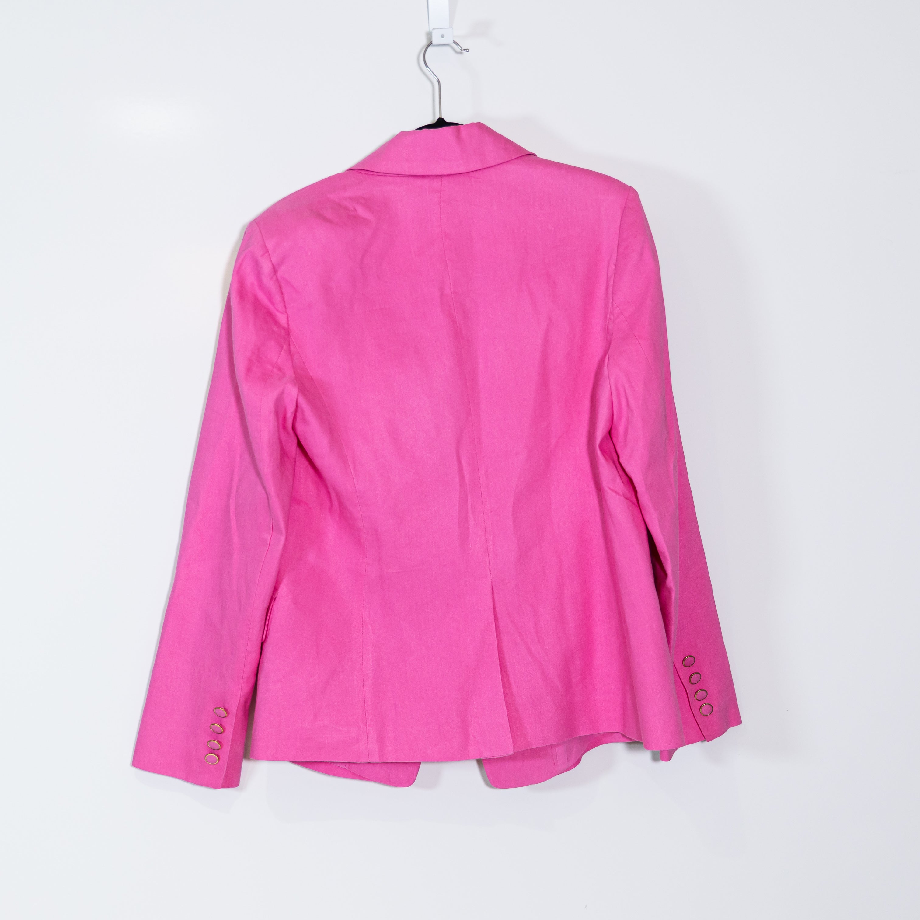 Milly Women's Cady Linen Blend Stretch One Button Blazer Jacket Bright Pink 10