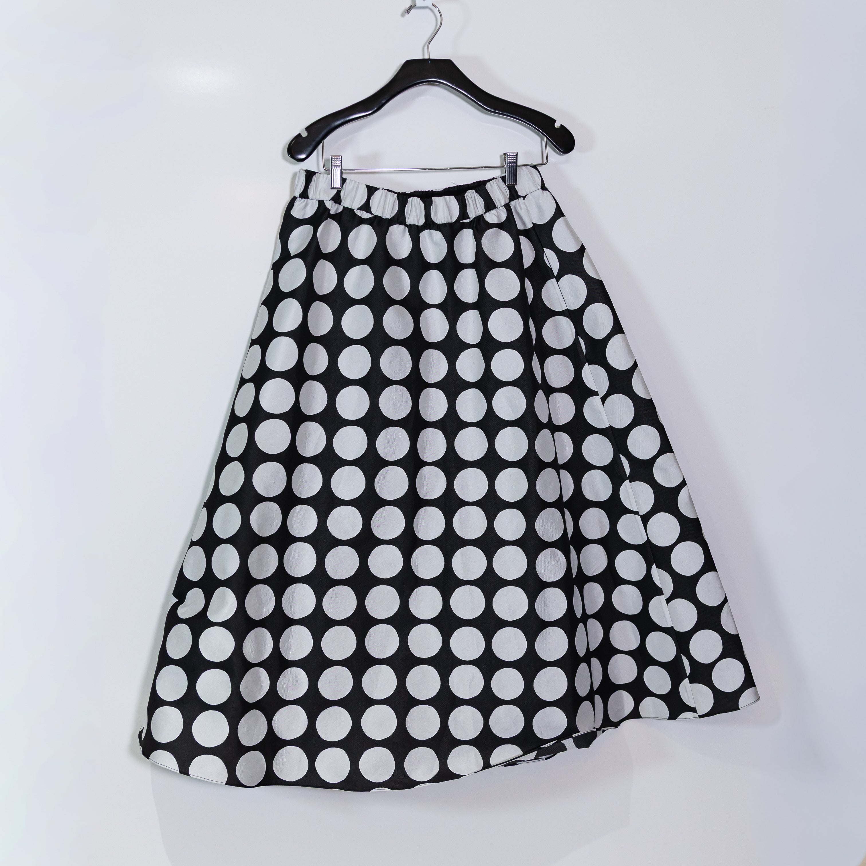 Kate Spade Art Dots Jacquard Black White Polka Dot Print Midi A Line Skirt Large