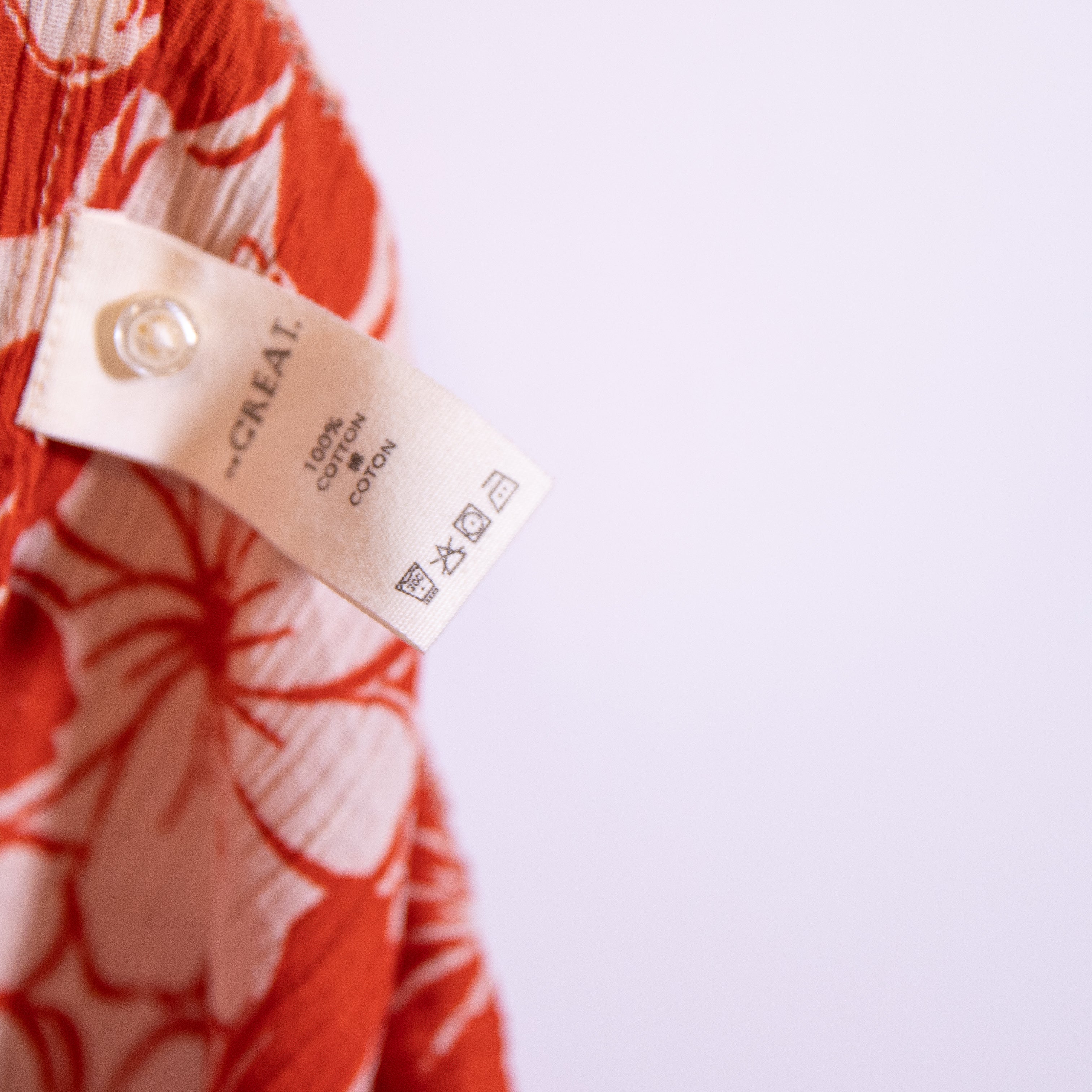 The Great Cascade Dress Crepe Ruffle Sleeve Burnt Red Hibiscus Flower Print Maxi