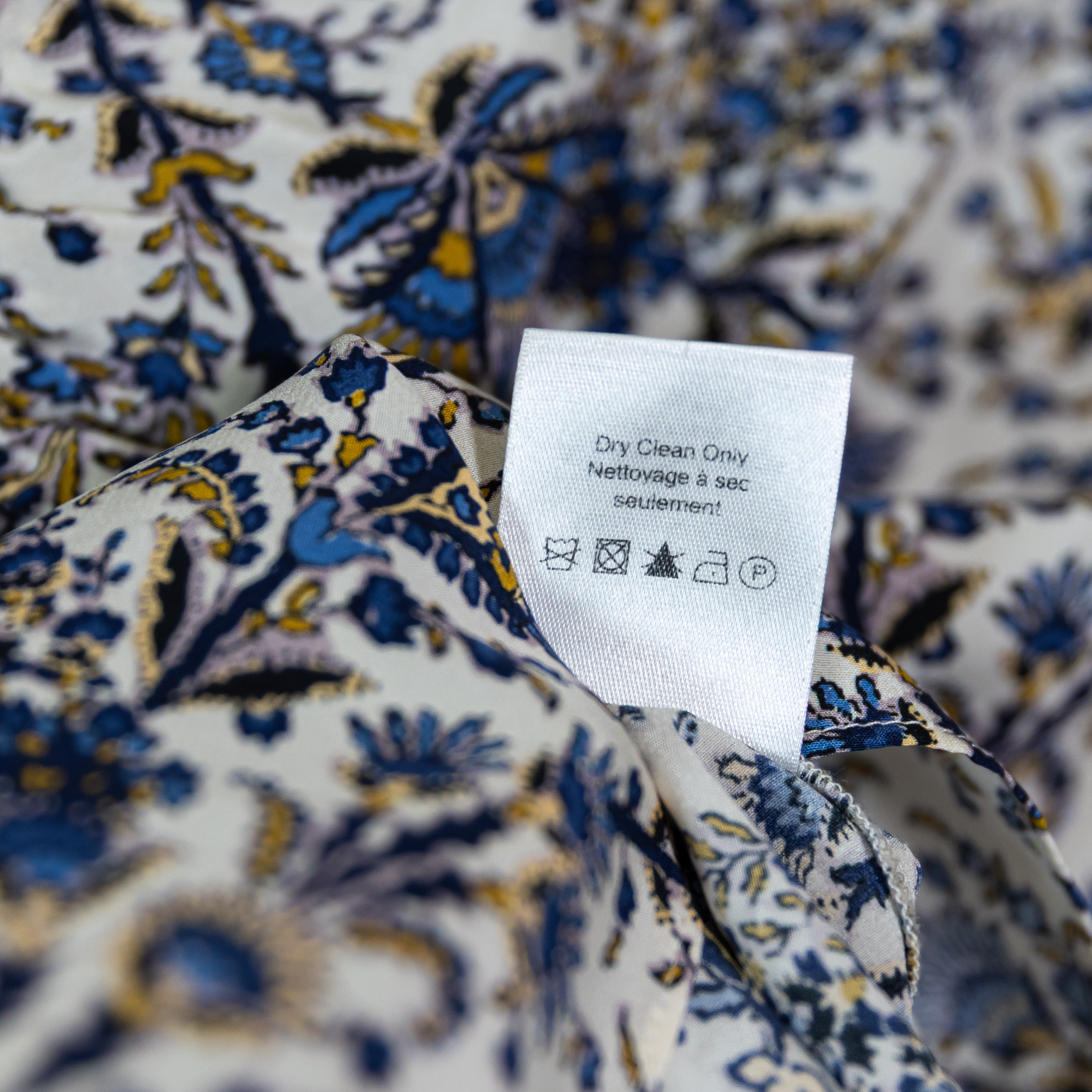 Veronica Beard Henrieta Silk Chiffon Ruched Sleeve Ecru Multi Print Blouse 14