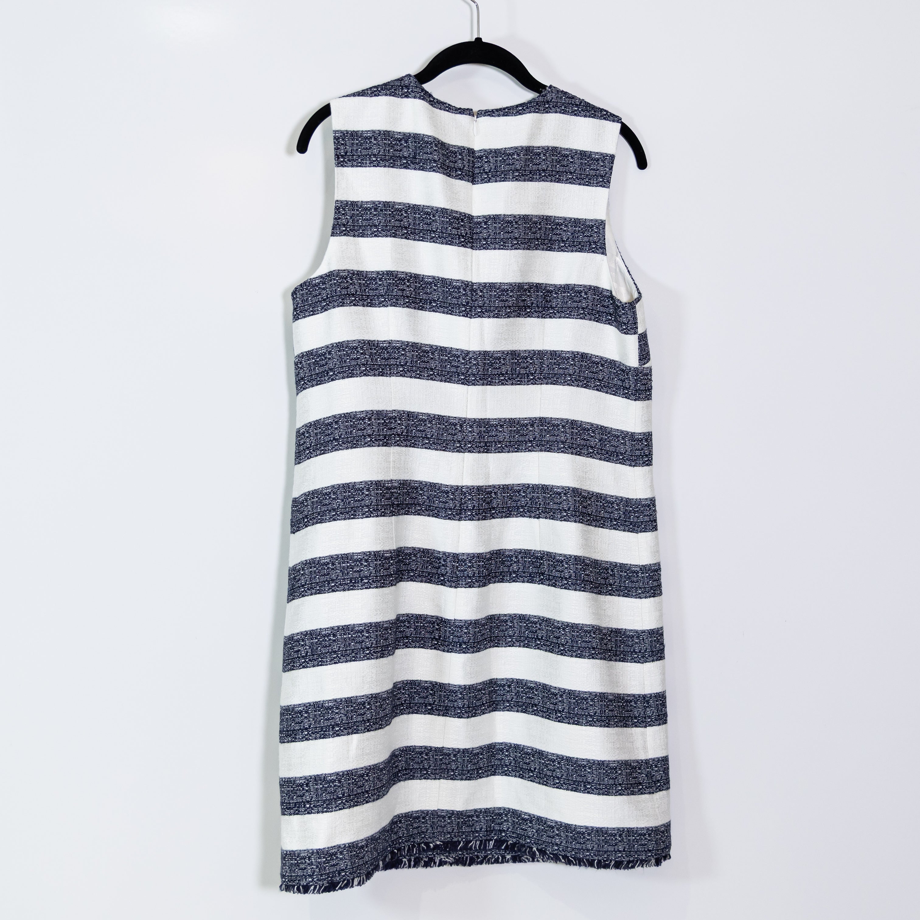 Kate Spade Sailor Stripe Pearl Button Sleeveless Stripe Tweed Mini Shift Dress