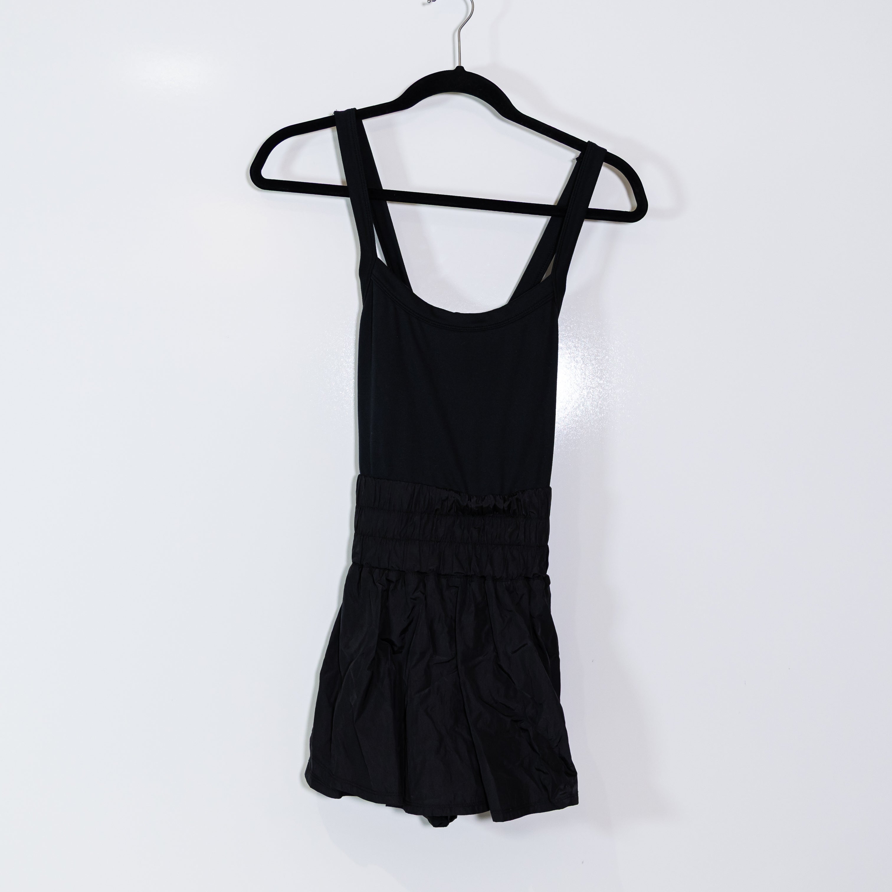 Free People x FP Movement Way Home Skortsie Athletic Mini Romper Playsuit Black
