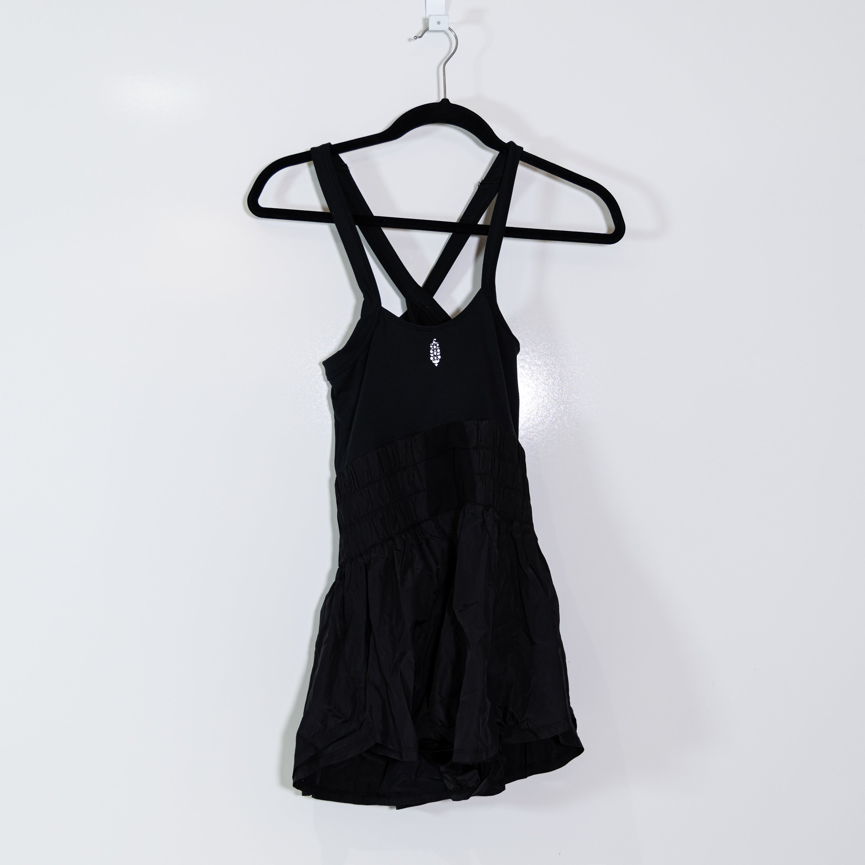 Free People x FP Movement Way Home Skortsie Athletic Mini Romper Playsuit Black