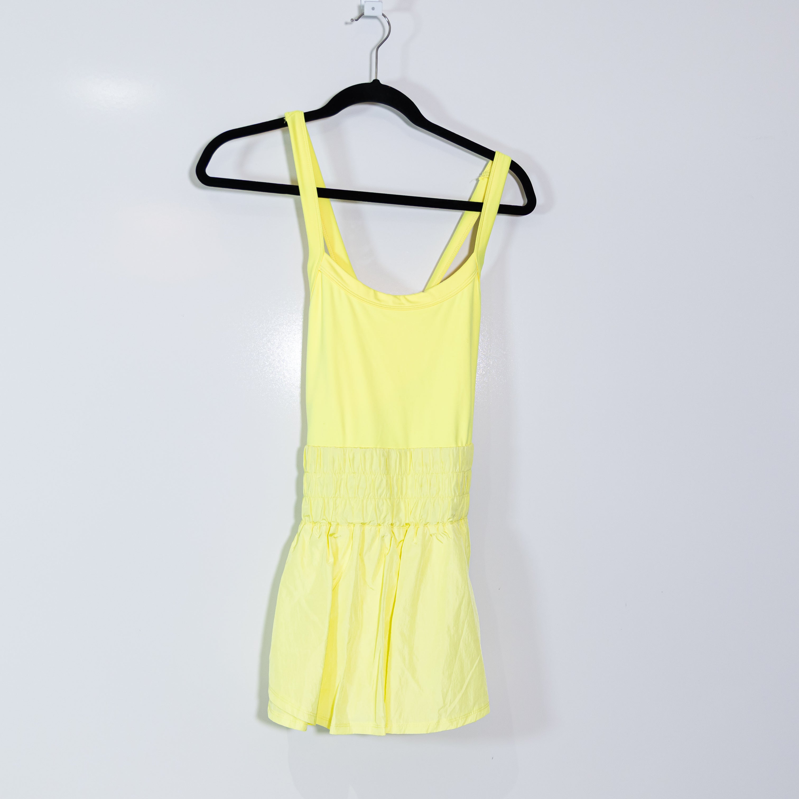 Free People x FP Movement Way Home Skortsie Athletic Mini Romper Playsuit Yellow