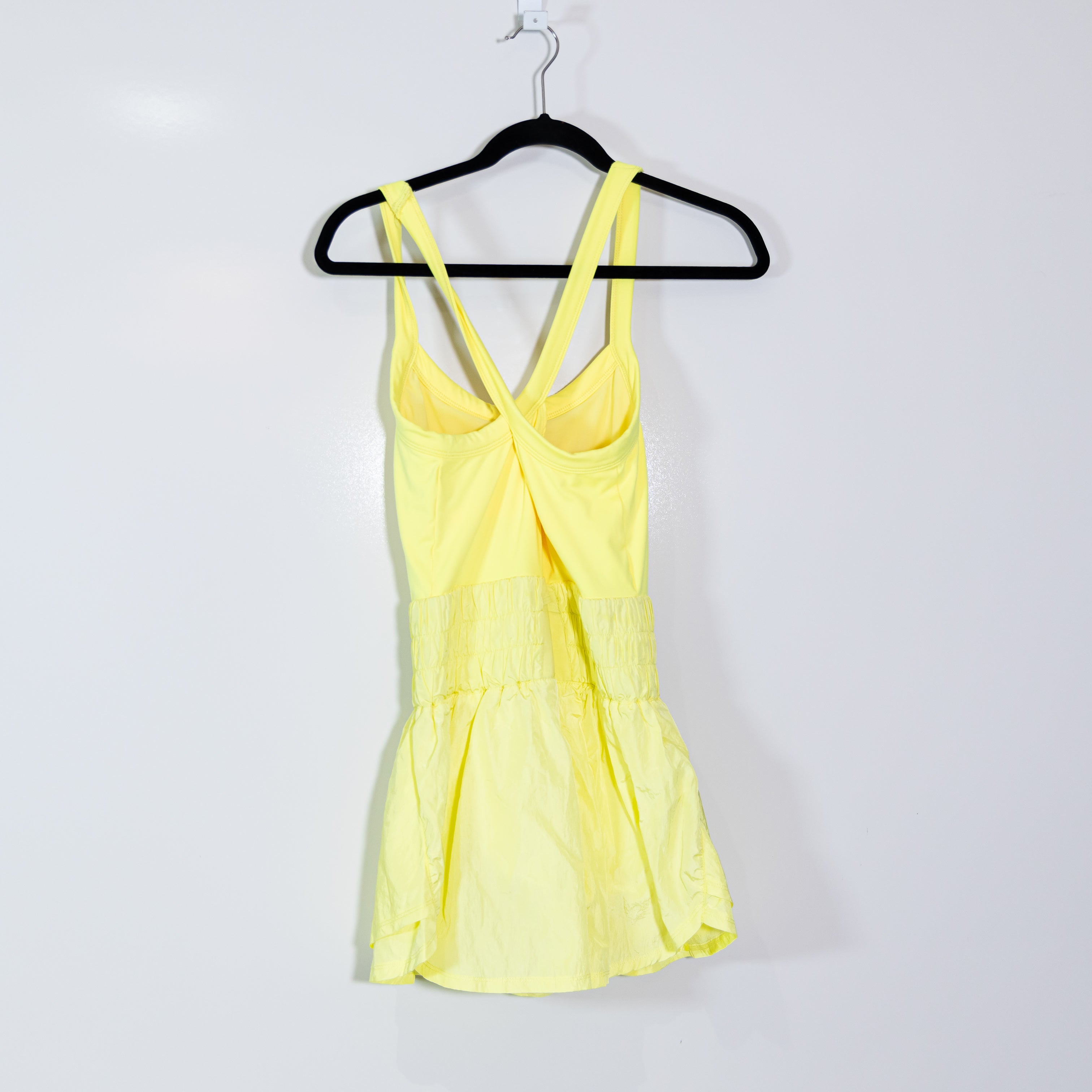 Free People x FP Movement Way Home Skortsie Athletic Mini Romper Playsuit Yellow