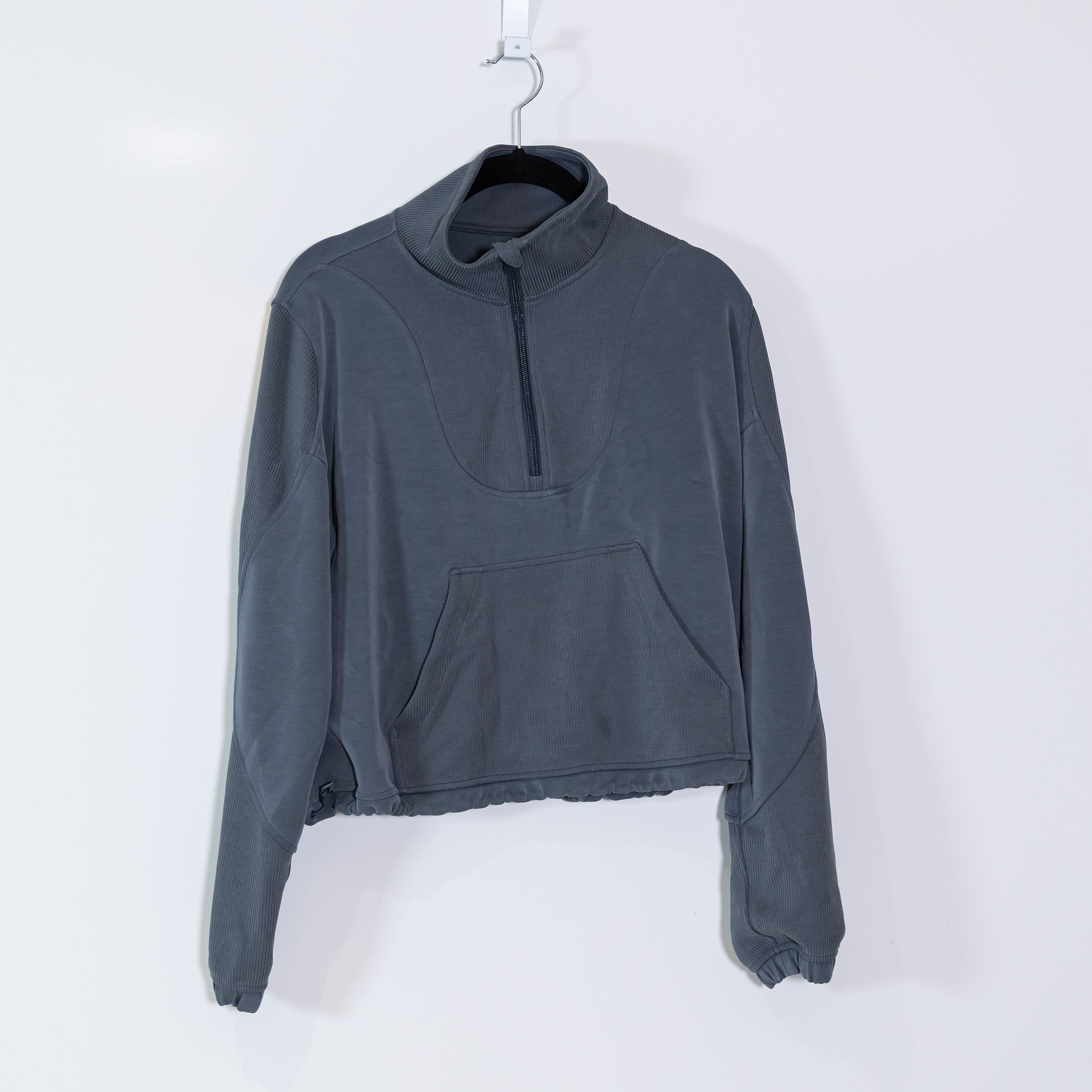Lululemon Women's Brushed Softstreme Ribbed Half Zip Pullover Sweater Oil Grey 8