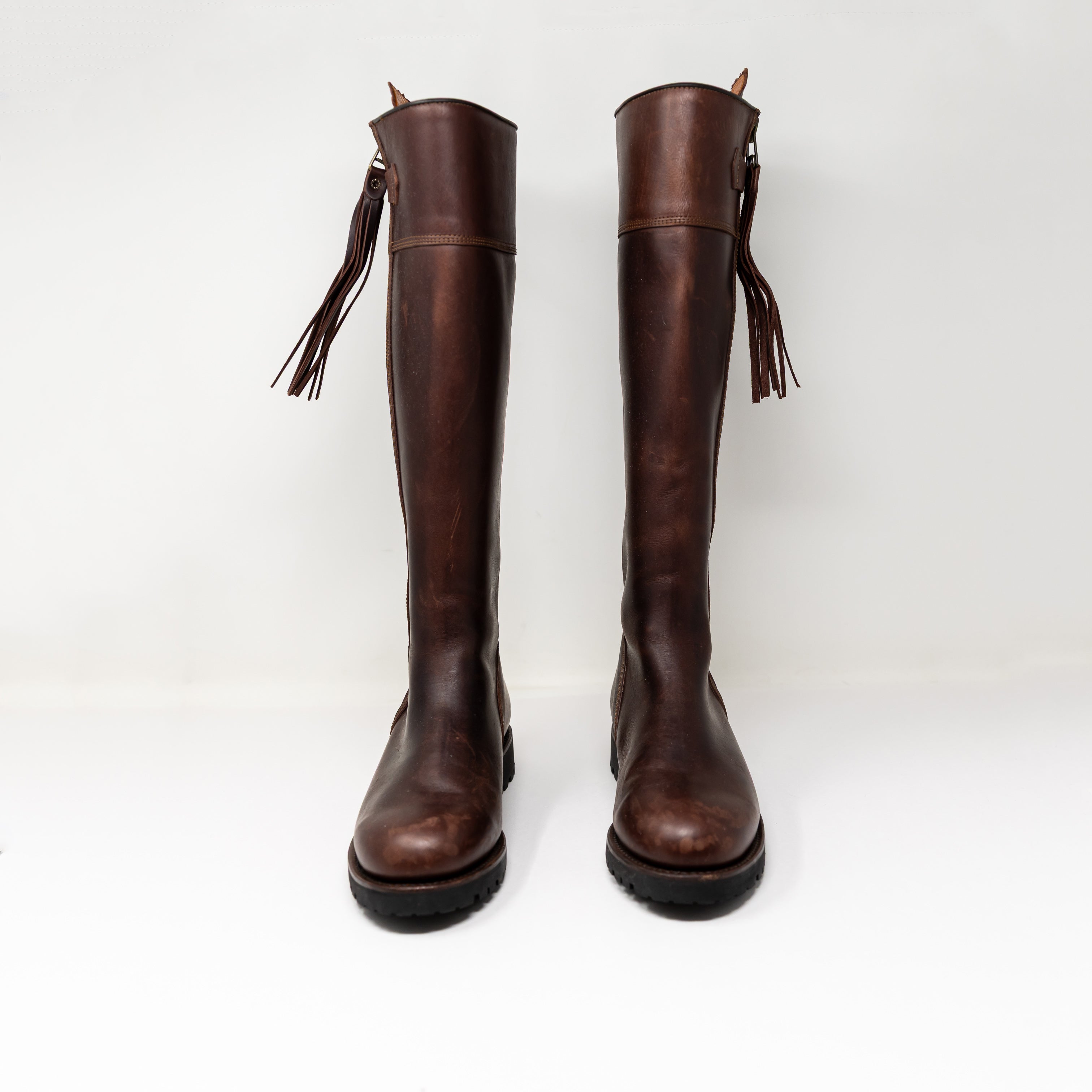 NEW Penelope Chilvers Tassel Knee High Genuine Leather Boots Shoes 227 Conker 9