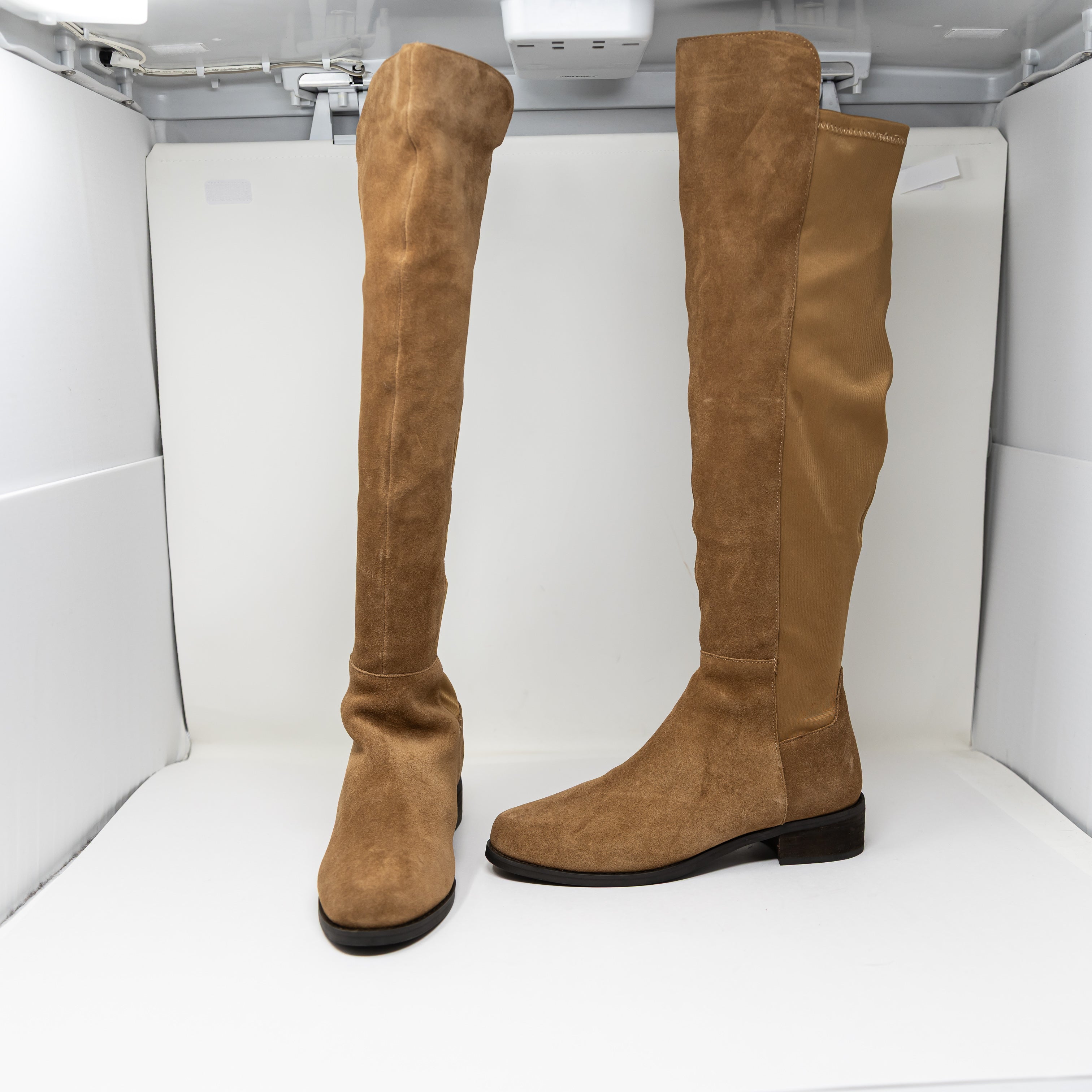 NEW Blondo Women's Velma Waterproof Sueded Stretch Pull On Riding Boots Camel 9